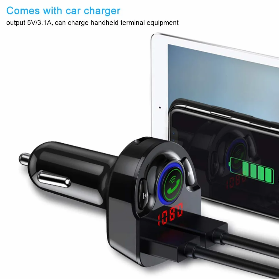 Samochodowy nadajnik FM Bluetooth G32 12-24V Adapter samochodowy Bluetooth Odtwarzacz MP3 Zestaw głośnomówiący FM Karta pamięci A2DP Akcesorium samochodowe Podwójny port USB (czarny)