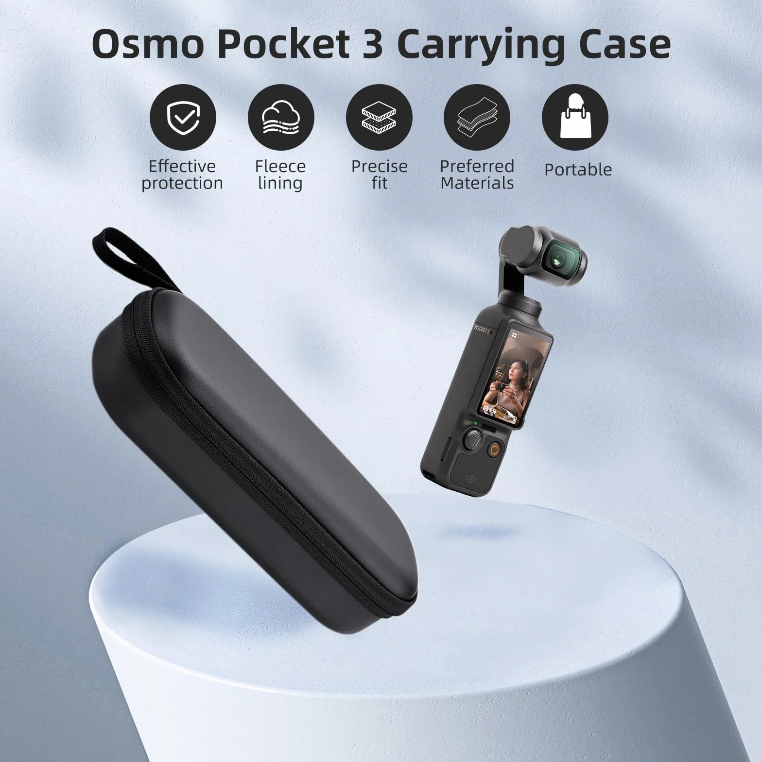 DJI Osmo Pocket 3 kopertówka, przenośna torba podróżna ze skóry PU, wodoszczelna do DJI Pocket 3 (czarna)