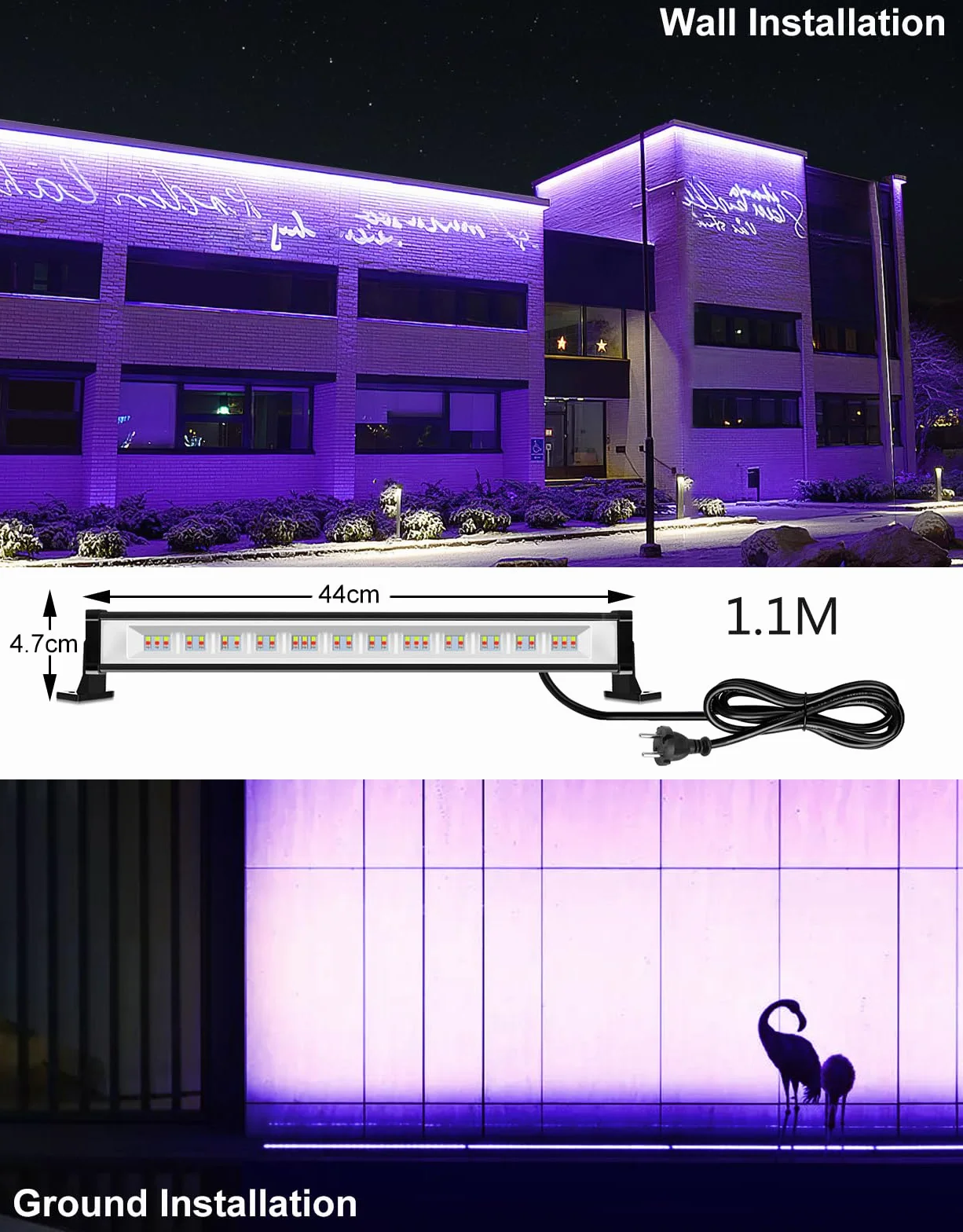 CLV 42 W RGB LED Wallwasher reflektor RGB, 10 kolorów, wiele trybów świecenia, światło imprezowe, 2 sztuki LED bar efekty świetlne z pilotem zdalnego sterowania, wodoszczelność IP66, timer i funkcja