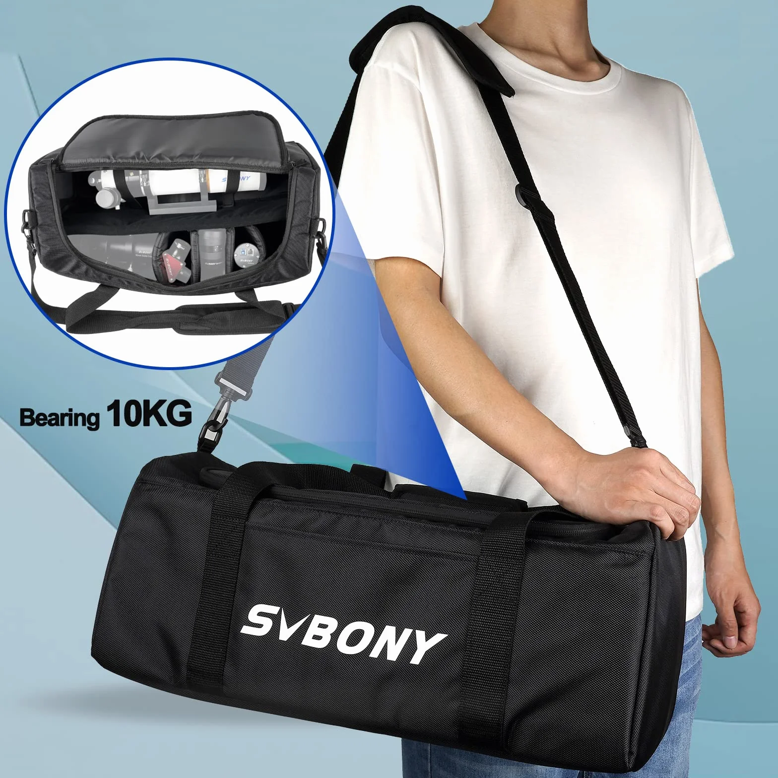 Svbony SV212 Teleskopowa Gepolsterte Mehrzweck Tragetasche Verstellbarer Schultergurt Czarny Tkanina Oxford 1680D PCW
