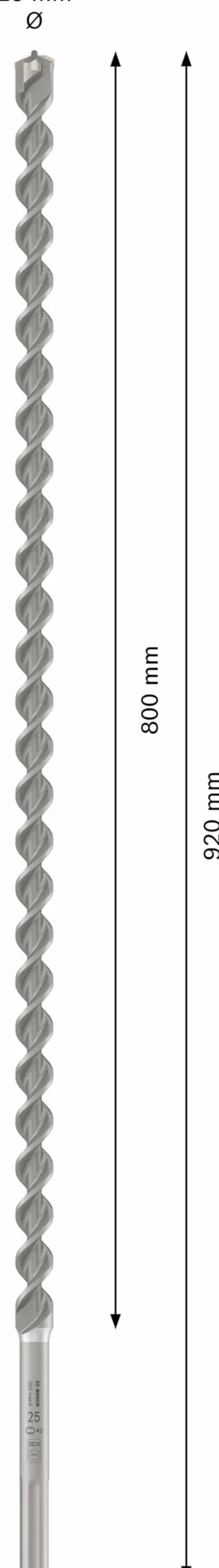 Bosch 1x Wiertło PRO SDS max-4 (do Beton zbrojony, Betonowy blok konstrukcyjny, Ø 25,00 mm, Professional Akcesoria Młot udarowo-obrotowy)