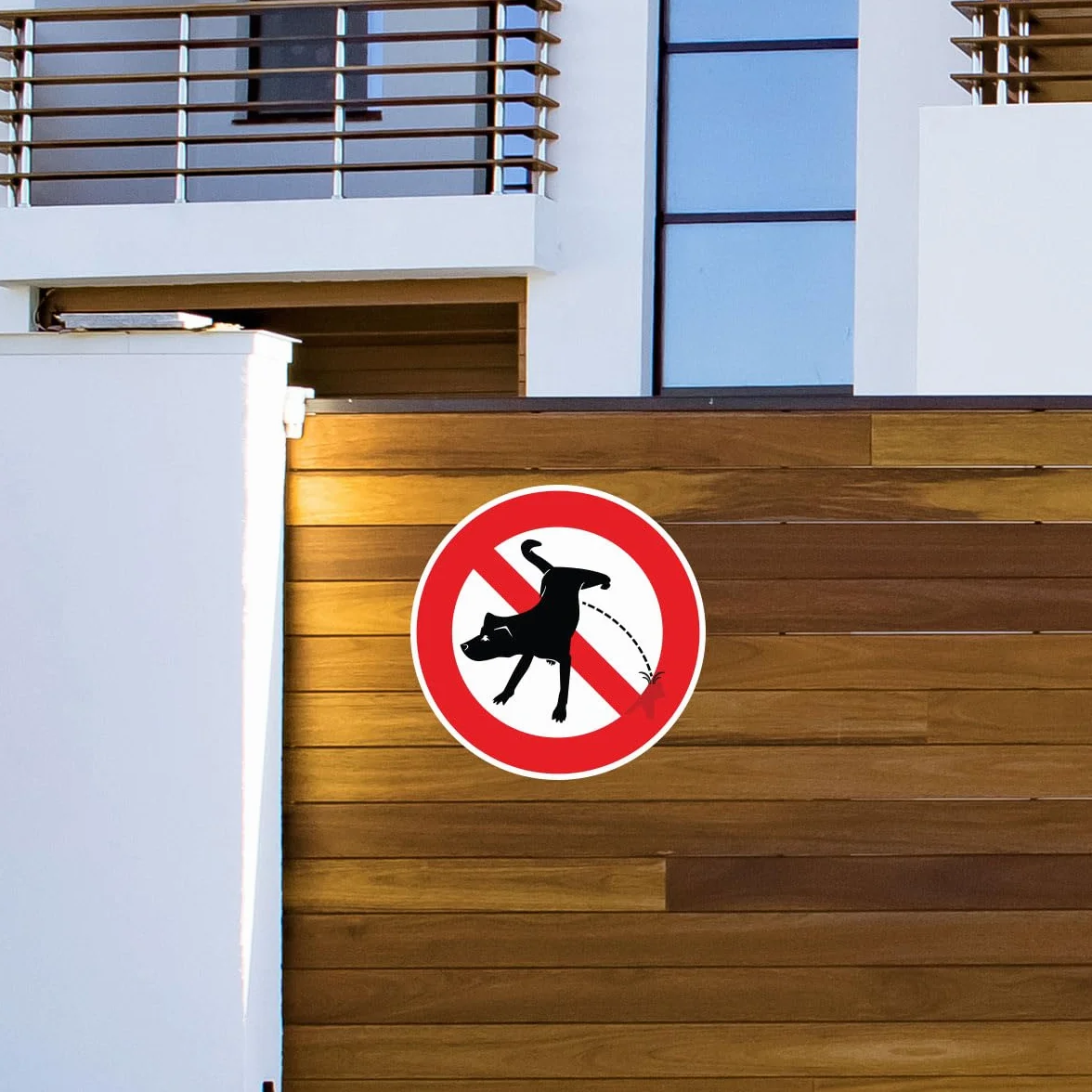 Ambiance Sticker Samoprzylepny znak ostrzegawczy dla psa siusiu zakaz znakowania laminowany laminowany odporny na wodę i U - nie pozwalaj psom oddawać moczu okrągłemu - 15 cm