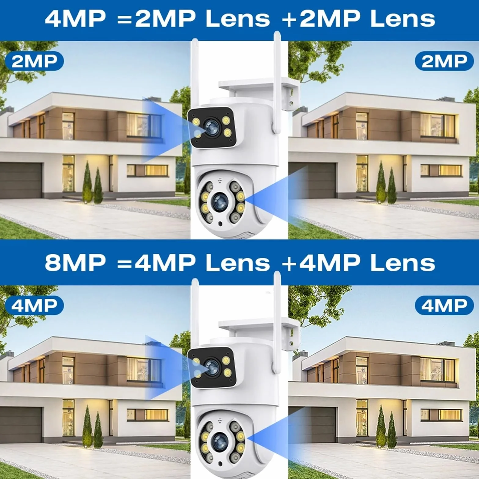 Kamera IP WiFi 6MP z podwójnym obiektywem, zewnętrzna, bezprzewodowa, do monitoringu domu, z wykrywaniem osób, z podwójnym ekranem(ADD 64G)