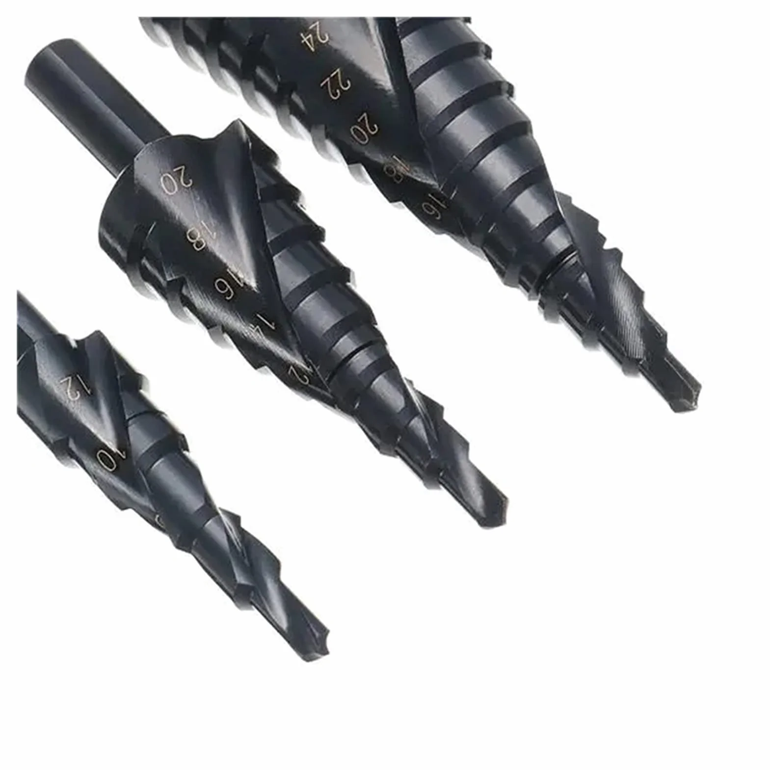 Wiercenie stopniowe bity 3 zestawy 4-12/20/32mm HSS powlekane azotem spiralne wiertła stopniowe do metalu otwornica trójkątny chwyt