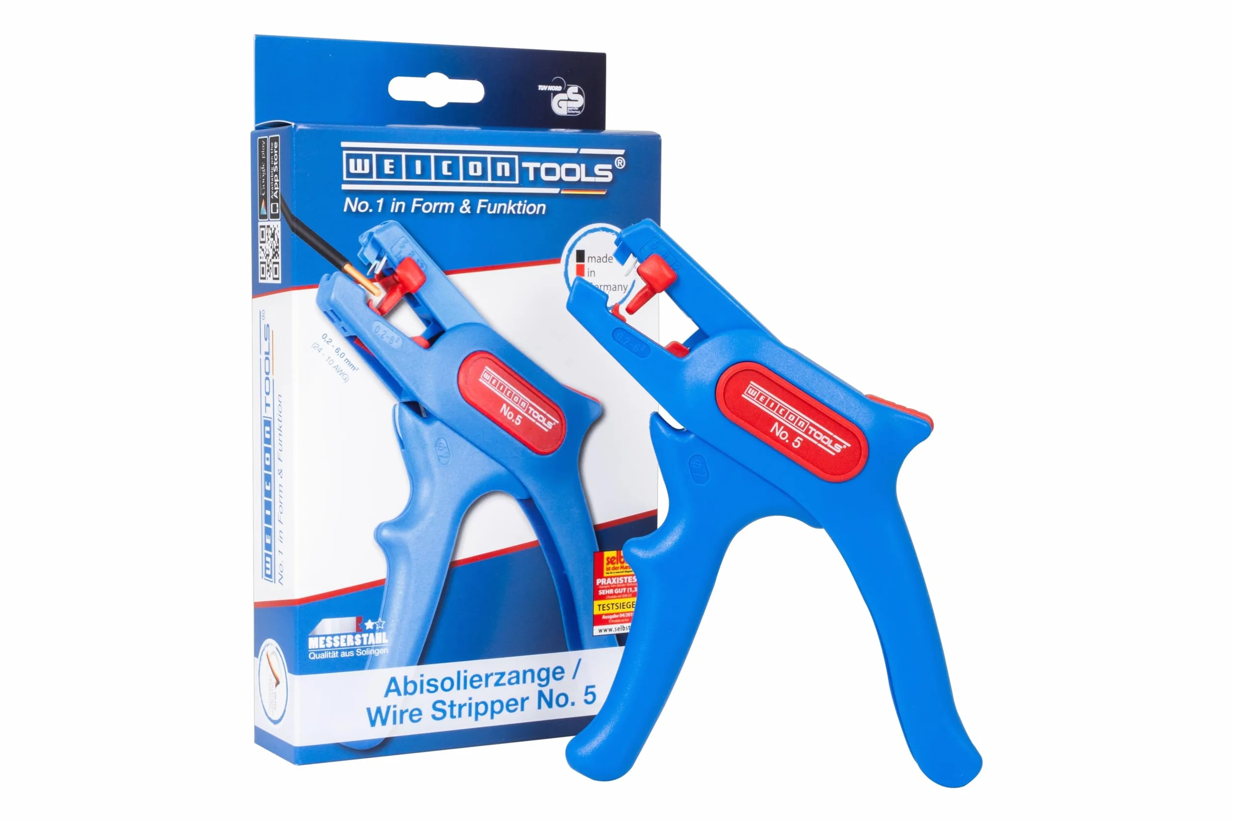 WEICON TOOLS Nr 5, automatyczne szczypce do zdejmowania izolacji do przewodów 0,2–6 mm², ze zintegrowanym obcinaczem bocznym