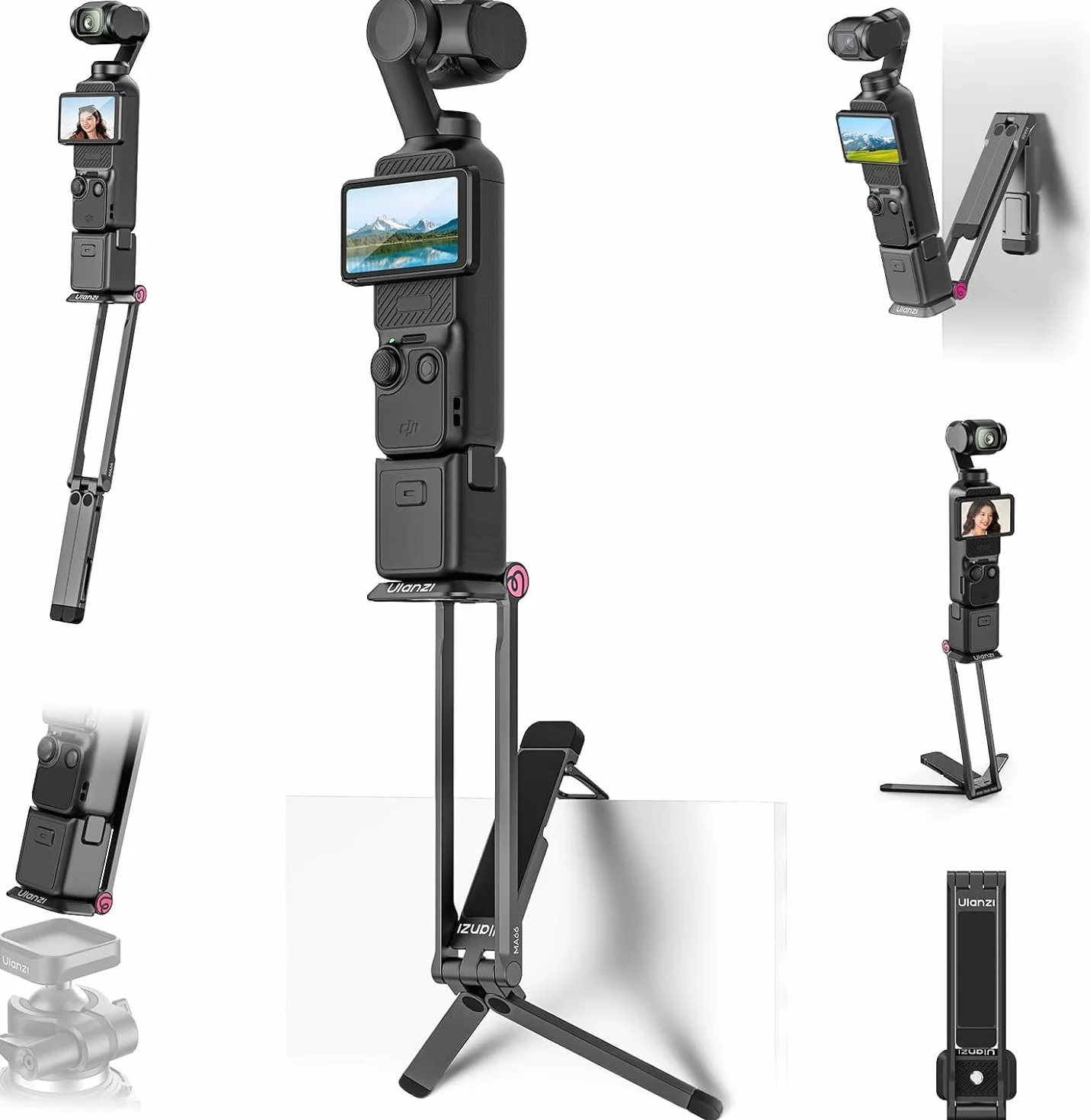 ULANZI MA66 Statyw fotograficzny kompatybilny z DJI OSMO Pocket 3, szybkozłączka 1/4 cala, składany magnetyczny kij do selfie