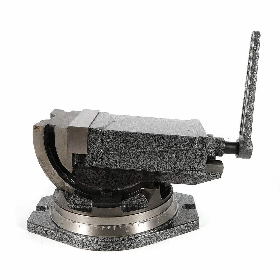 2-osiowe imadło maszynowe wychylne obrotowe 125 mm precyzyjne imadło maszynowe ze stołem, precyzyjne imadło obrotowe o 360°, maks. 24 KN