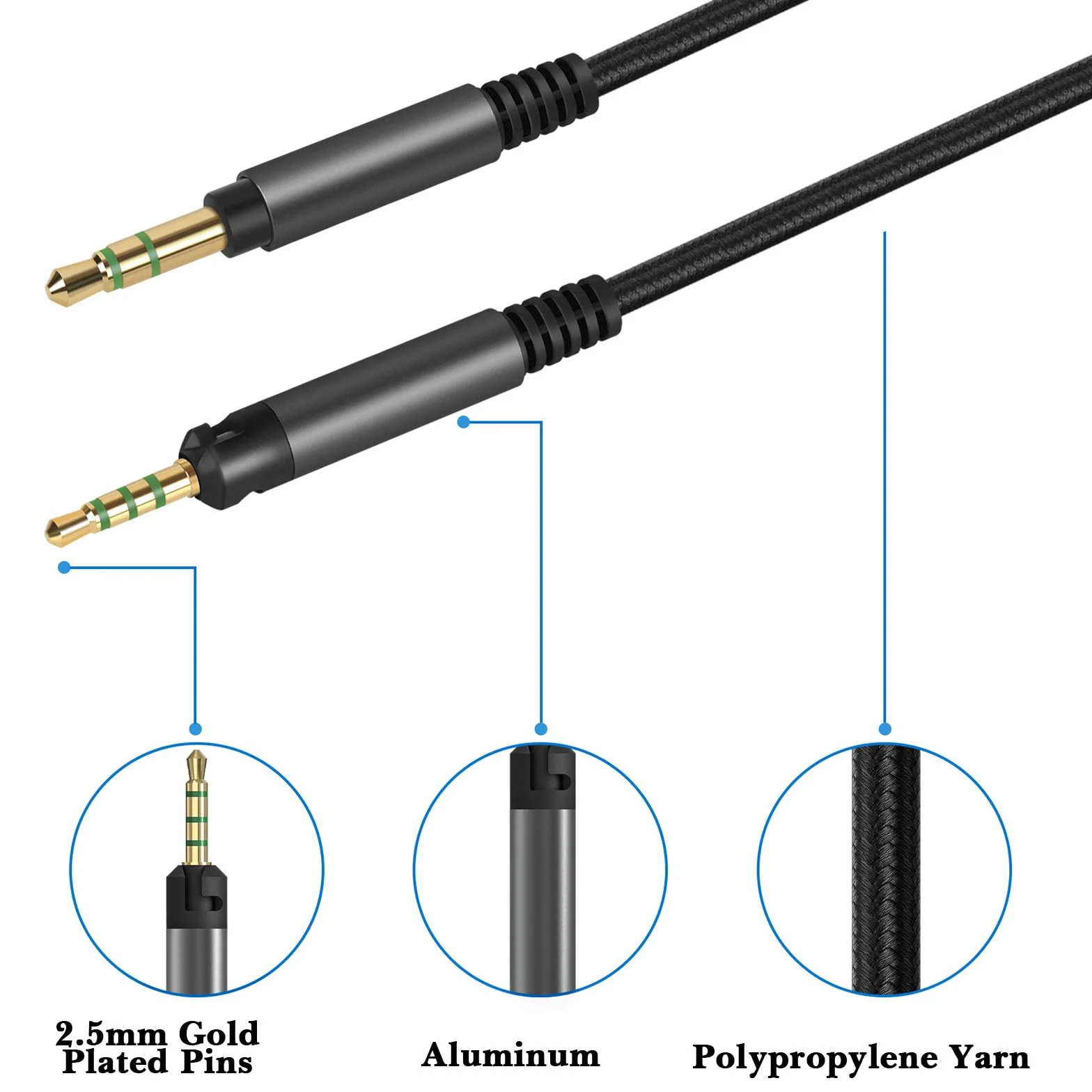 Linkidea kabel audio ATH-M70x/M60x/M50x/M40x/M40, 2,5 mm TRRS na TRS, 1,7 m
