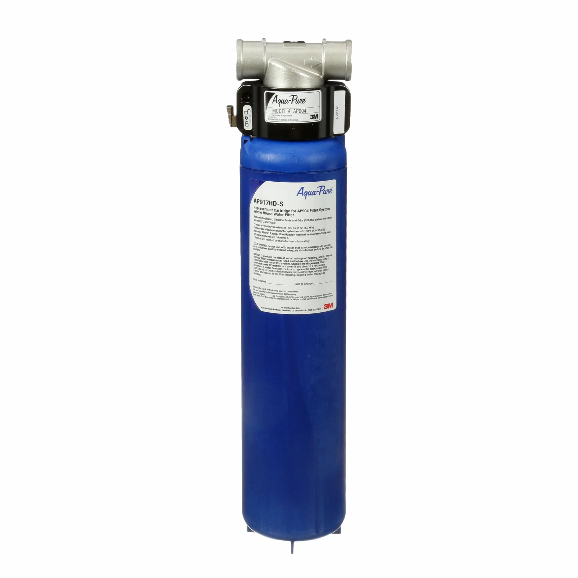 3M Aqua-Pure 5621104 system filtrowania wody sanitarnej do całego domu Ap904, redukuje osad, smak i zapach chloru oraz skalę, niebieski