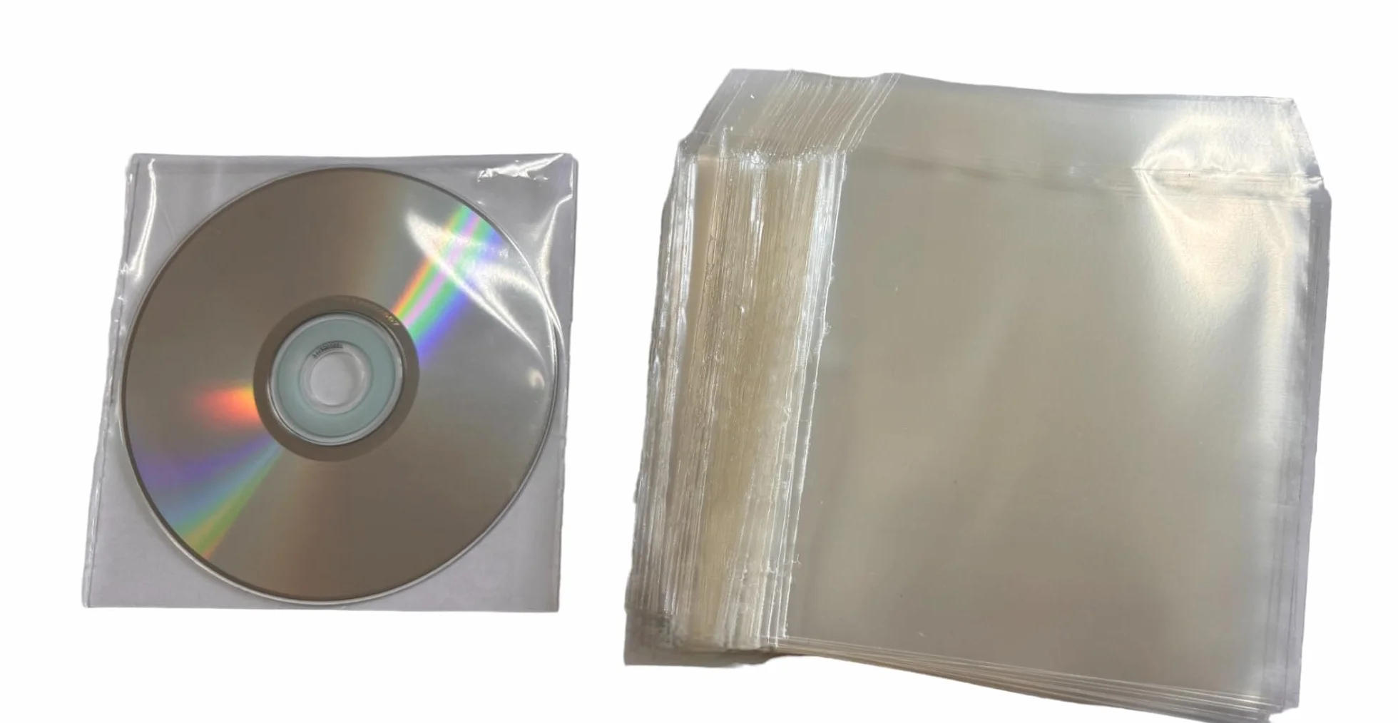 200x Transparent CD Sleeves z Zamykaniem DVD Bluray PVC Koperty
