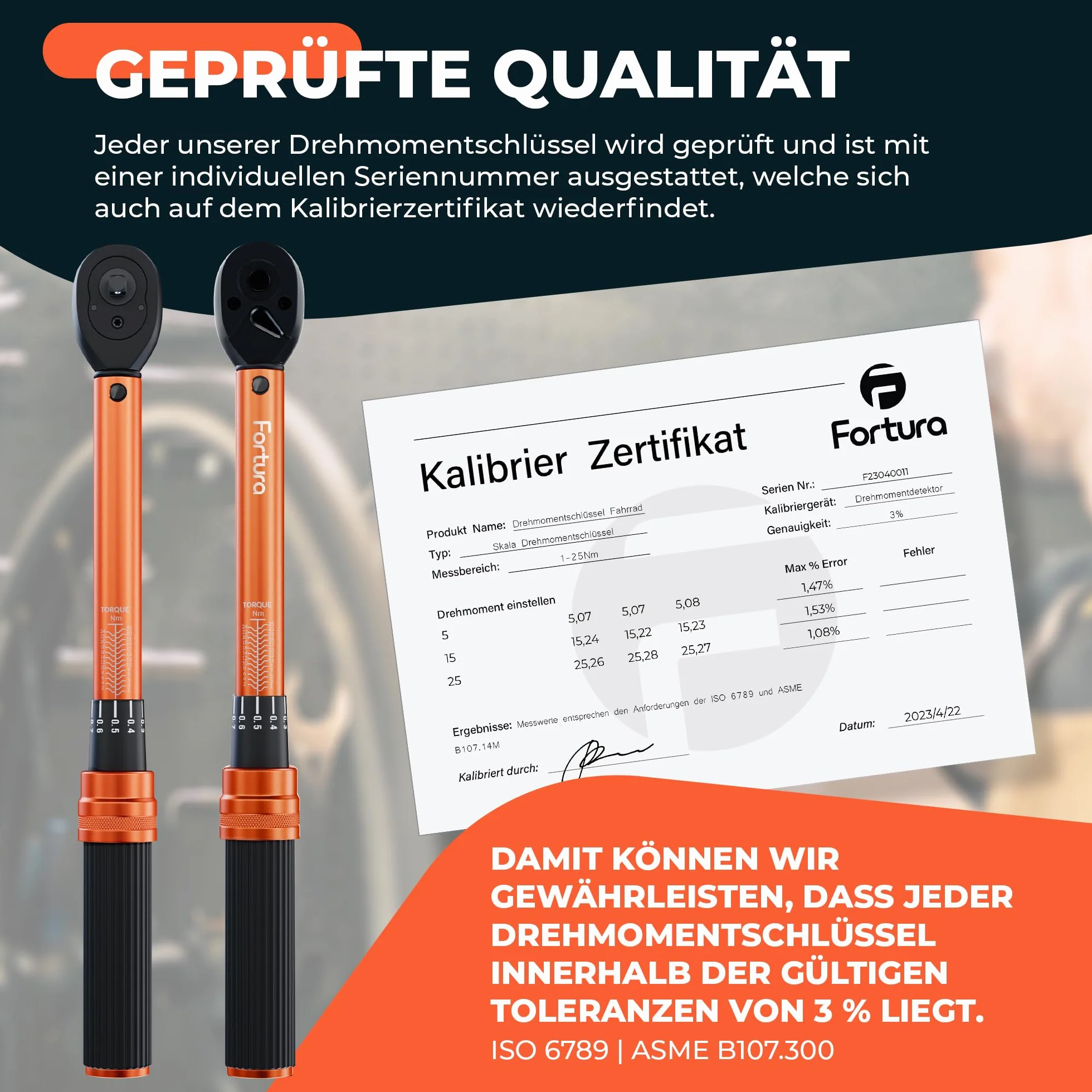 Fortura® Klucz Dynamometryczny Do Roweru 1-25 Nm 1/4 Mały - Zestaw
