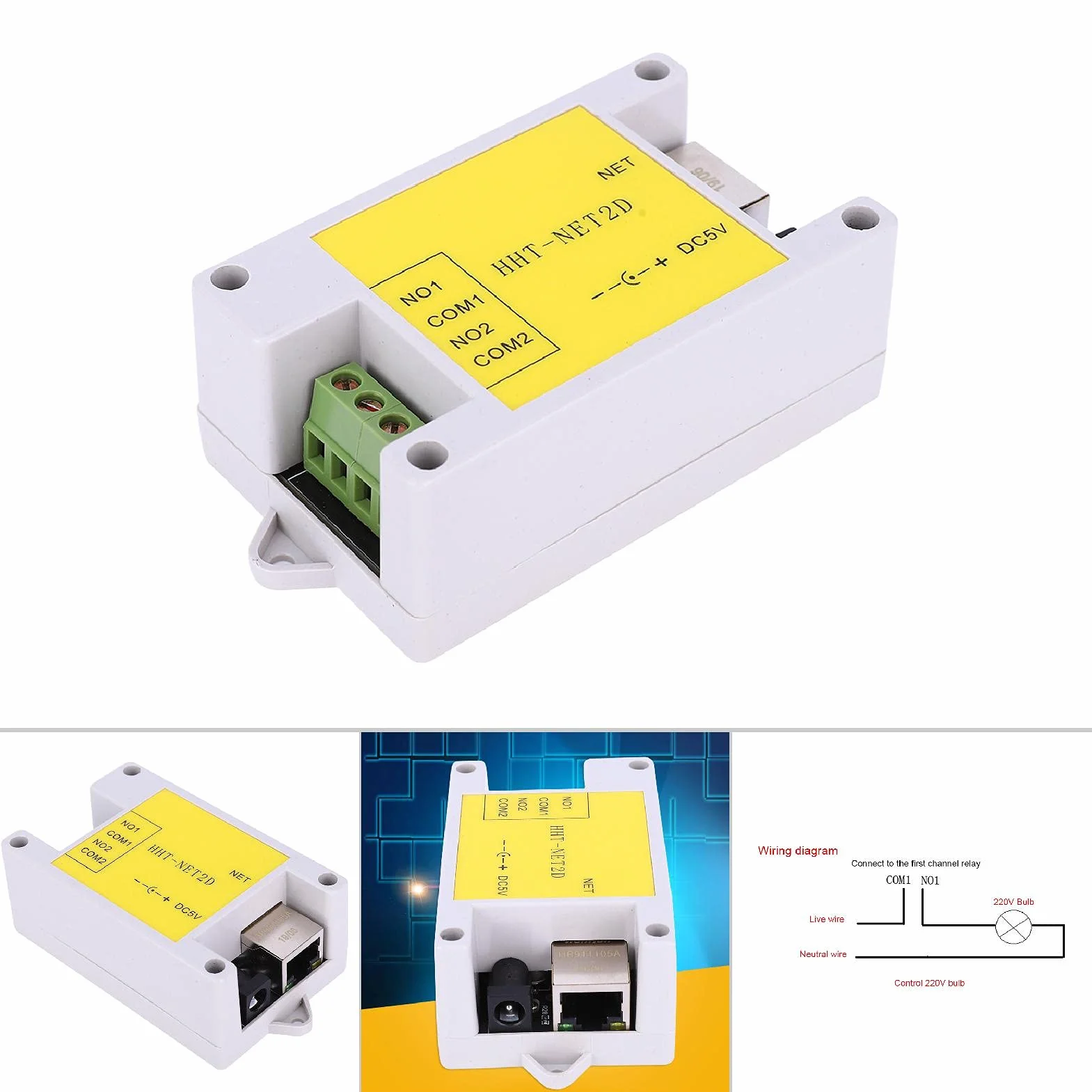 Moduł przekaźnika sieciowego IP Niezawodny 2-kanałowy kontroler przekaźnika sieciowego IP Ethernet Moduł zdalnego sterowania Watchdog do inteligentnego sterowania domem DC5V