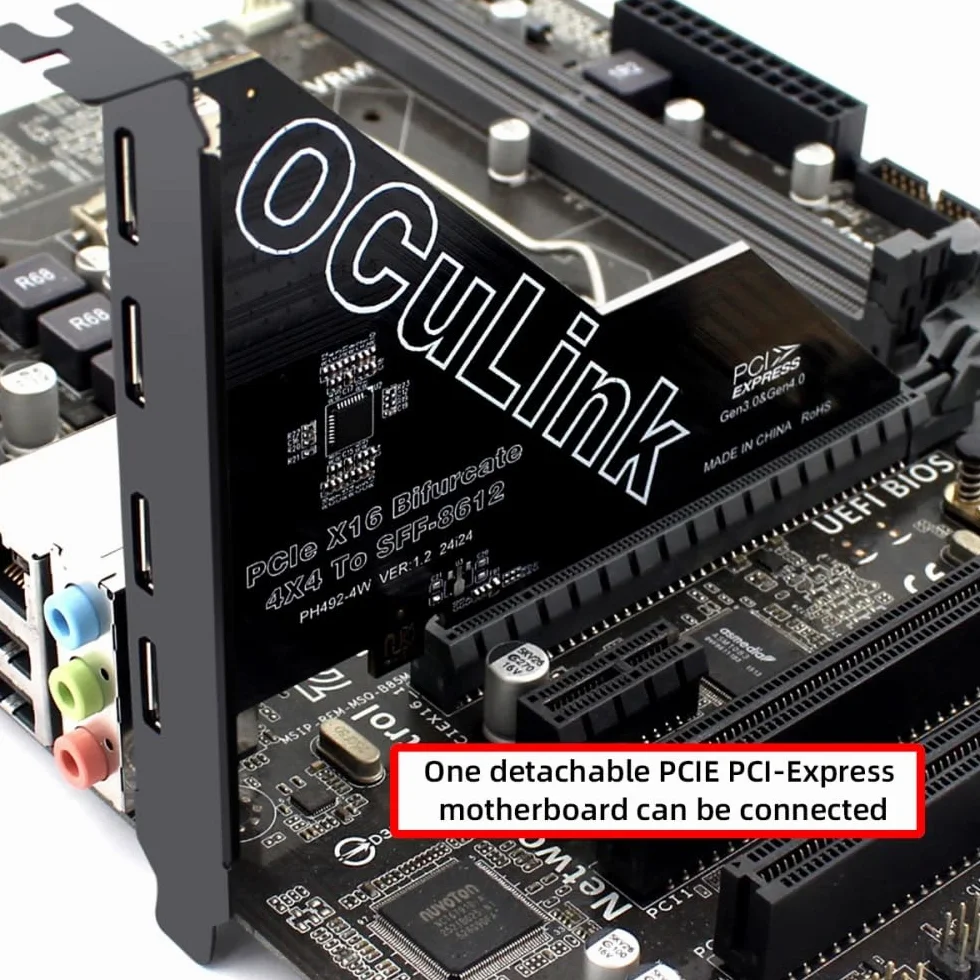 CY Adapter PCI-Express 4.0 PCIE 16x do czterech Oculink SFF-8612 SFF-8611 zewnętrzny adapter VROC Raid0 do karty graficznej U.2 SSD eGPU