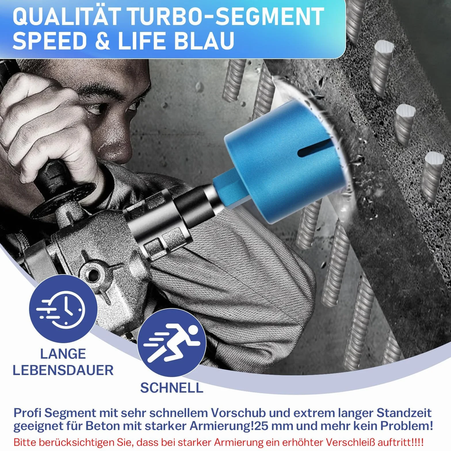 M22 diamentowa korona Ø 102 mm długość całkowita 200 mm, wiertło rdzeniowe Turbo z adapterem SDS Plus 110 mm, diamentowa piła do betonu, płyty pumeksu wapiennego | Profesjonalne wiertła turbo 10 mm, otwornica na sucho i na mokro, do betonu, muru, kamienia