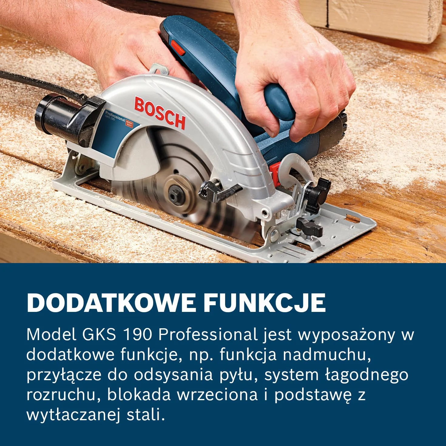 Bosch Professional: pilarka tarczowa GKS 190 (1400 W, średnica tarczy pilarskiej 190 mm, prędkość obrotowa bez obciążenia 5.500 min-1)