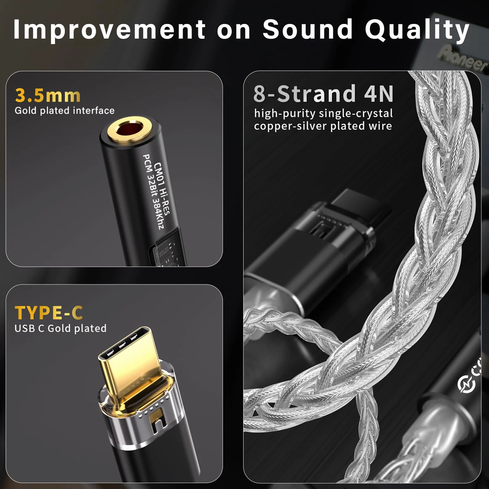 CCZ CM01 USB C na gniazdo 3,5 mm DAC adapter słuchawkowy Hi-Res 24 bit/384 kHz