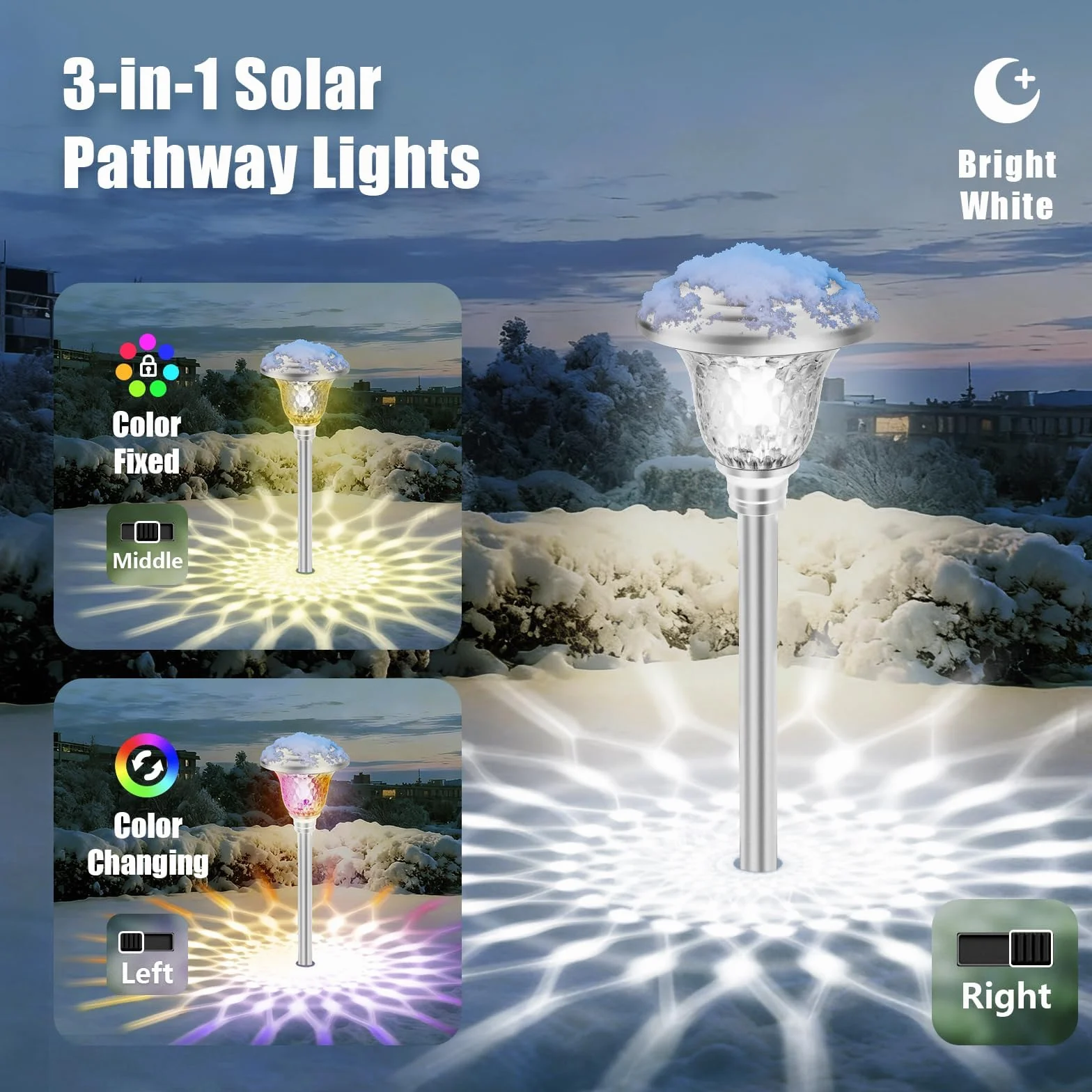 BEAU JARDIN Oświetlenie ogrodowe, ścieżka solarna na zewnątrz, szklana soczewka, w pełni wykonana ze stali nierdzewnej, wodoodporna, automatyczne włączanie/wyłączanie, bezprzewodowe, zasilane słońcem,