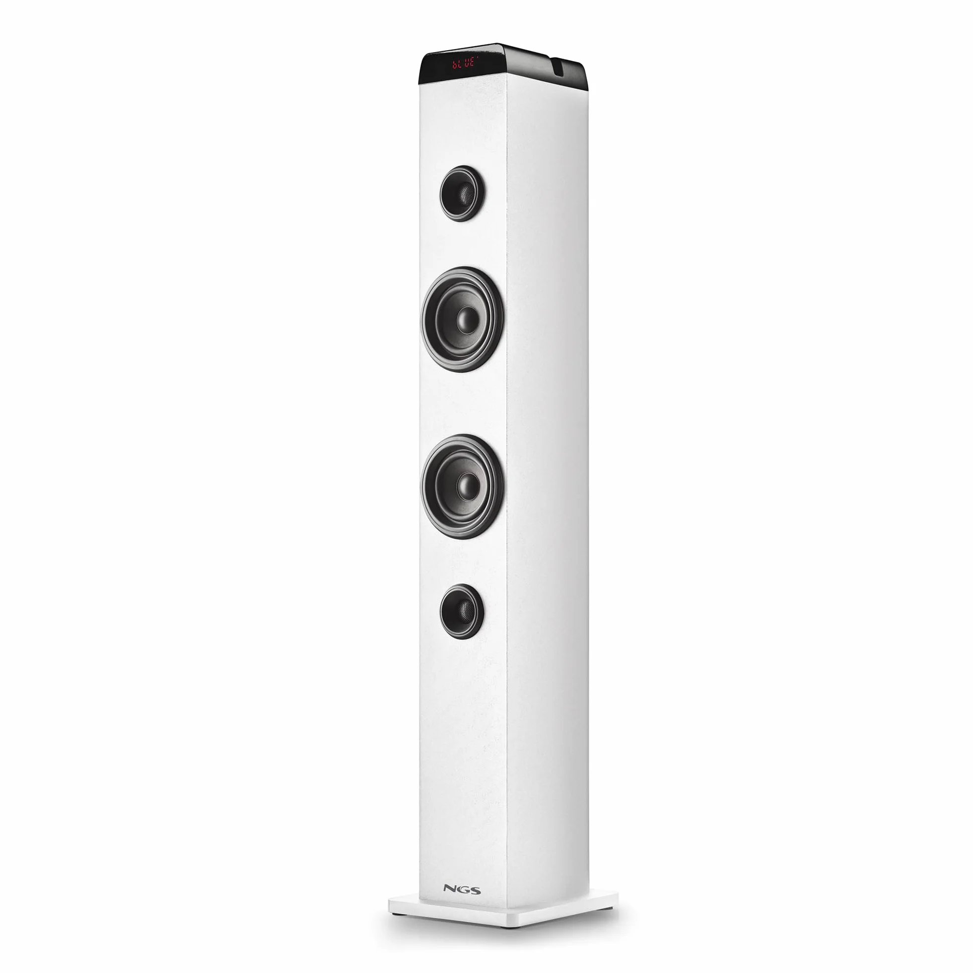 NGS Sky Charm Pro White wieża dźwiękowa 50 W Bluetooth 5.4 radio FM mikrofon karaoke pilot biały