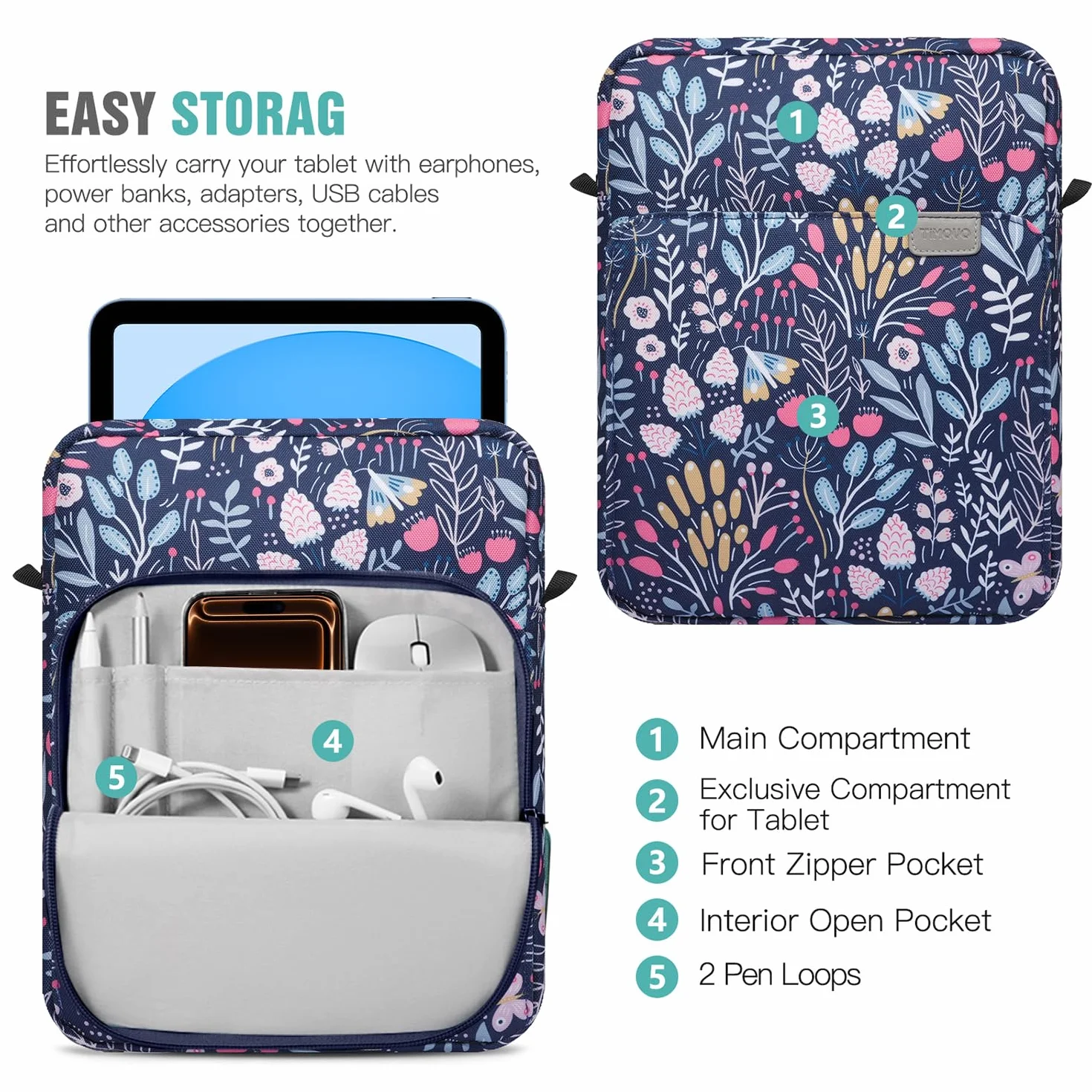TiMOVO 9-11 Inch Tablet Sleeve Bag with Shoulder Strap for iPad 11-inch A16 2025, iPad 10th Gen 10.9"