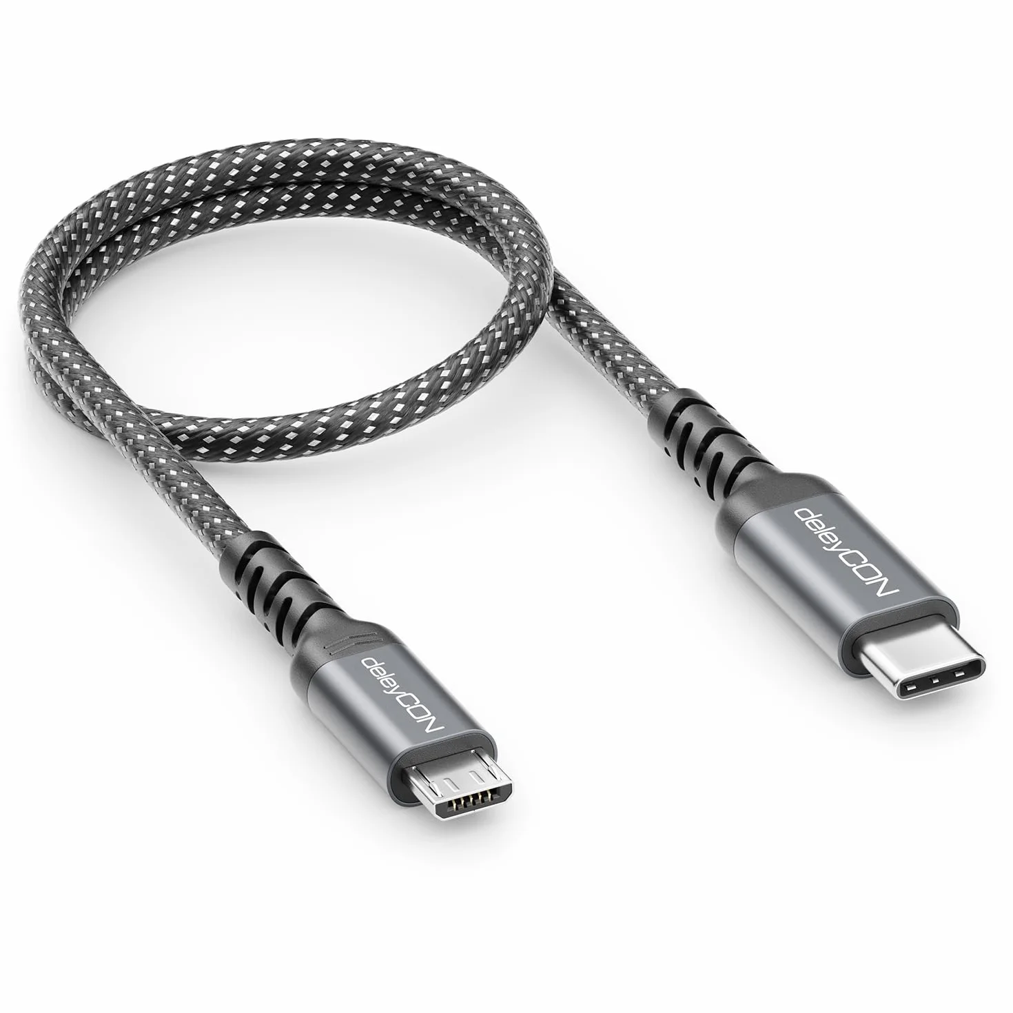 deleyCON 0,30m Kabel USB-C do Micro USB Ładowanie Synchronizacja