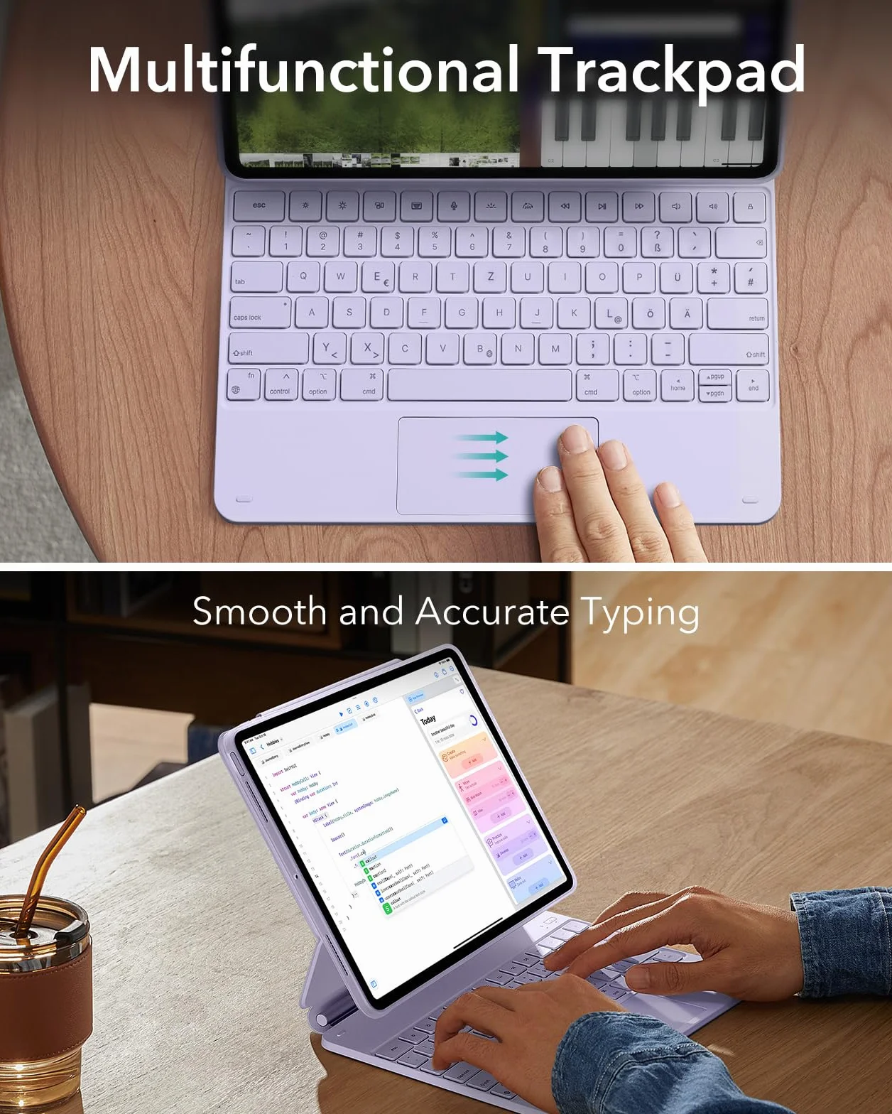 ESR Rebound 360 etui na klawiaturę iPad Pro 13 cali M5 M4 2025 2024 magnetyczne regulowane fioletowe