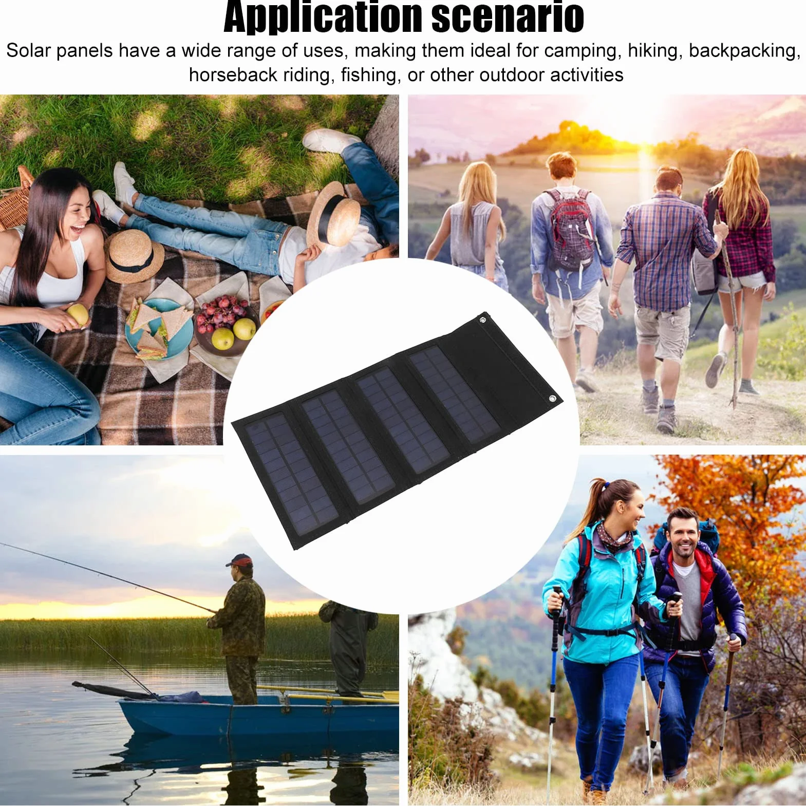 Przenośna ładowarka słoneczna 40W Składana monokrystaliczna USB do pieszych wędrówek kemping