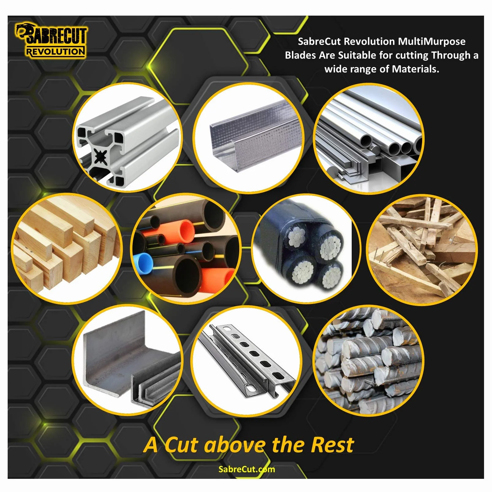 SabreCut 1pc SCCSM305_60 305mm 30mm 25.4mm 20mm 60T Tarcza pilarska TCT | Heat-treated high-grade steel ostrze tną drewno, plastik, copper i mild steel i lasts up to 20 times longer