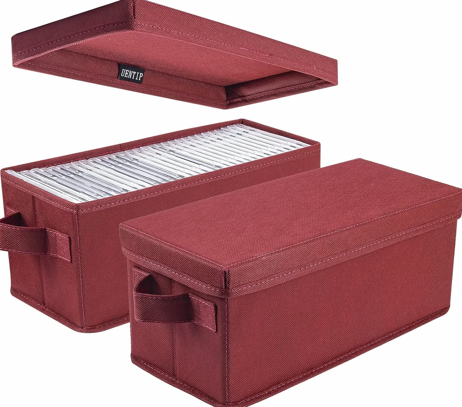 UENTIP Pudełko do przechowywania płyt CD 33,5x15x13,5 cm na 30-165 płyt