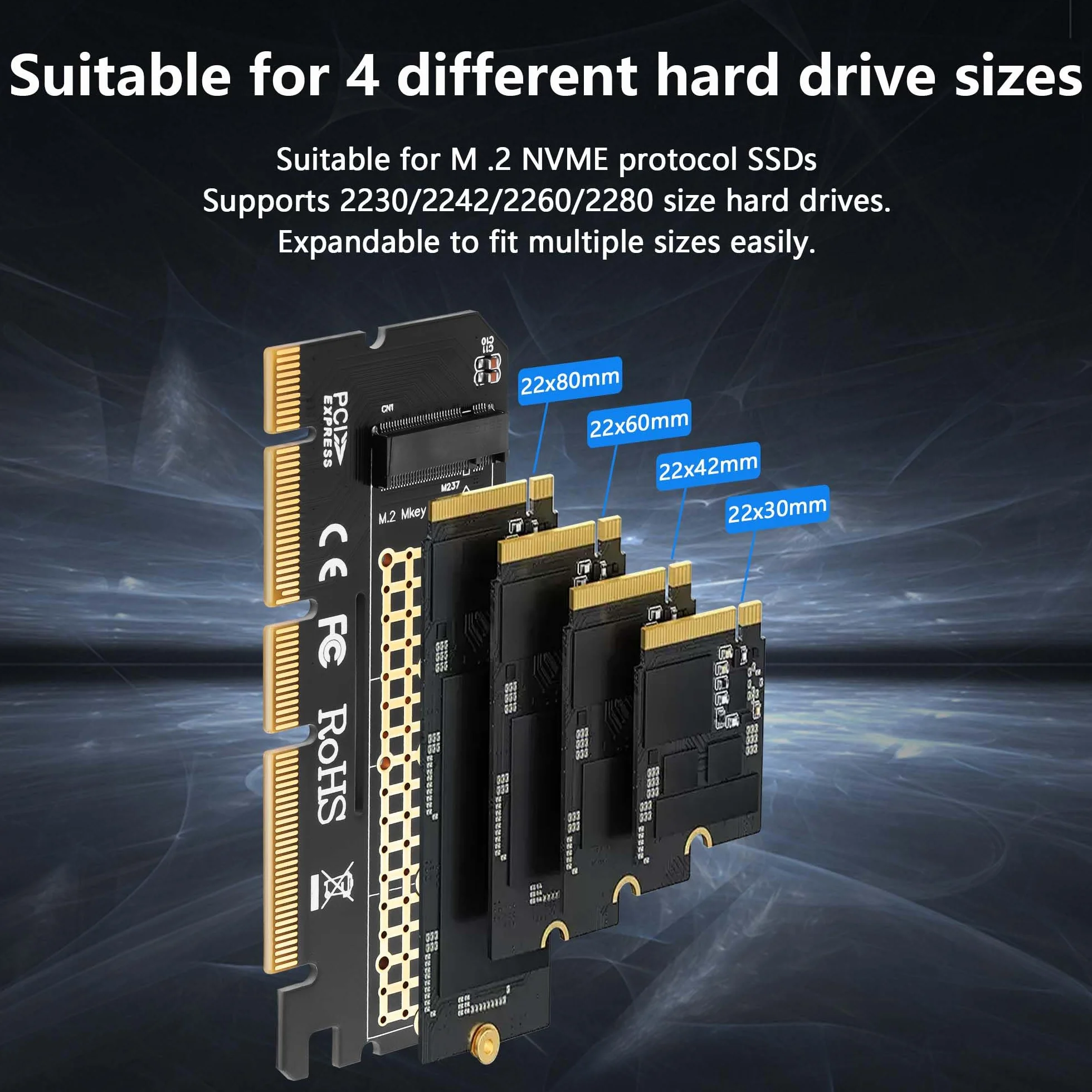 GINTOOYUN M.2 NVMe SSD do PCIe 4X 8X 16X karta adaptera M-Key PCI-E 3.0 4X 8X 16X karta rozszerzeń obsługa 2230 2242 2260 2280