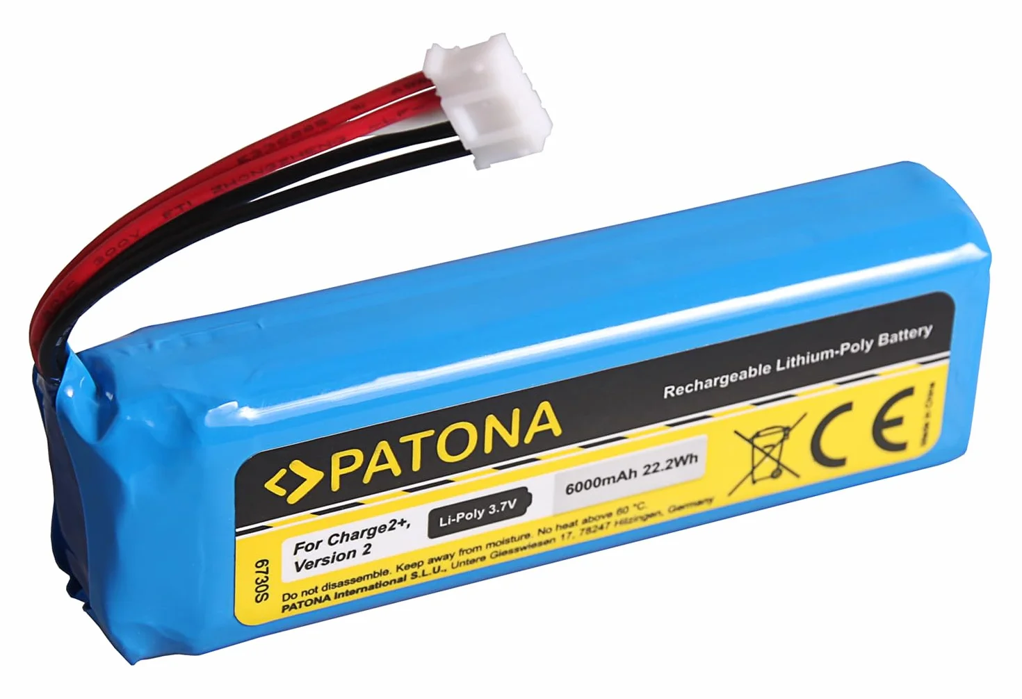 PATONA 6730 zamiennik akumulatora JBL GSP1029102R P763098 (6000 mAh) - kompatybilny z JBL Charge 2+ Charge 2 Plus i Charge 3 wersja 2015