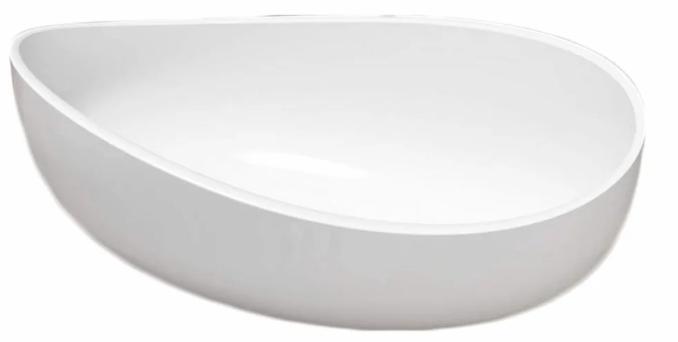 Bernstein WAVE PB2001 Umywalka nablatowa 60x37 cm - owalna, biały połysk, odlew mineralny Pure Acrylic, umywalka łazienkowa na blat z korkiem klik-klak chrom