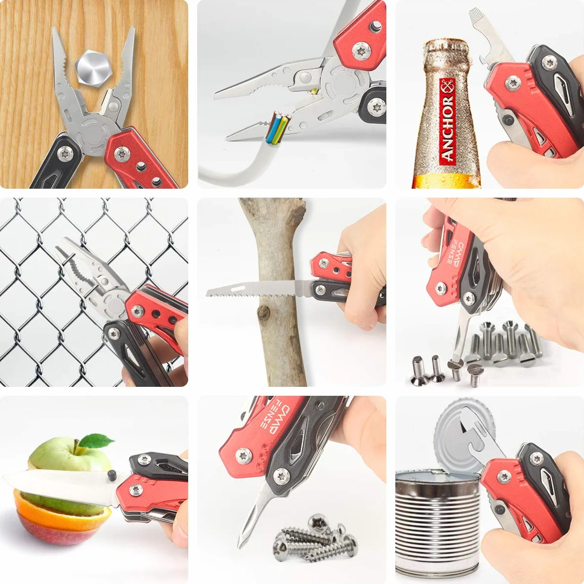 Wielofunkcyjny scyzoryk/szczypce - wielofunkcyjne narzędzie 12 w 1, Nóż składany Nóż kieszonkowy - Swiss Army Knife Wędkarstwo