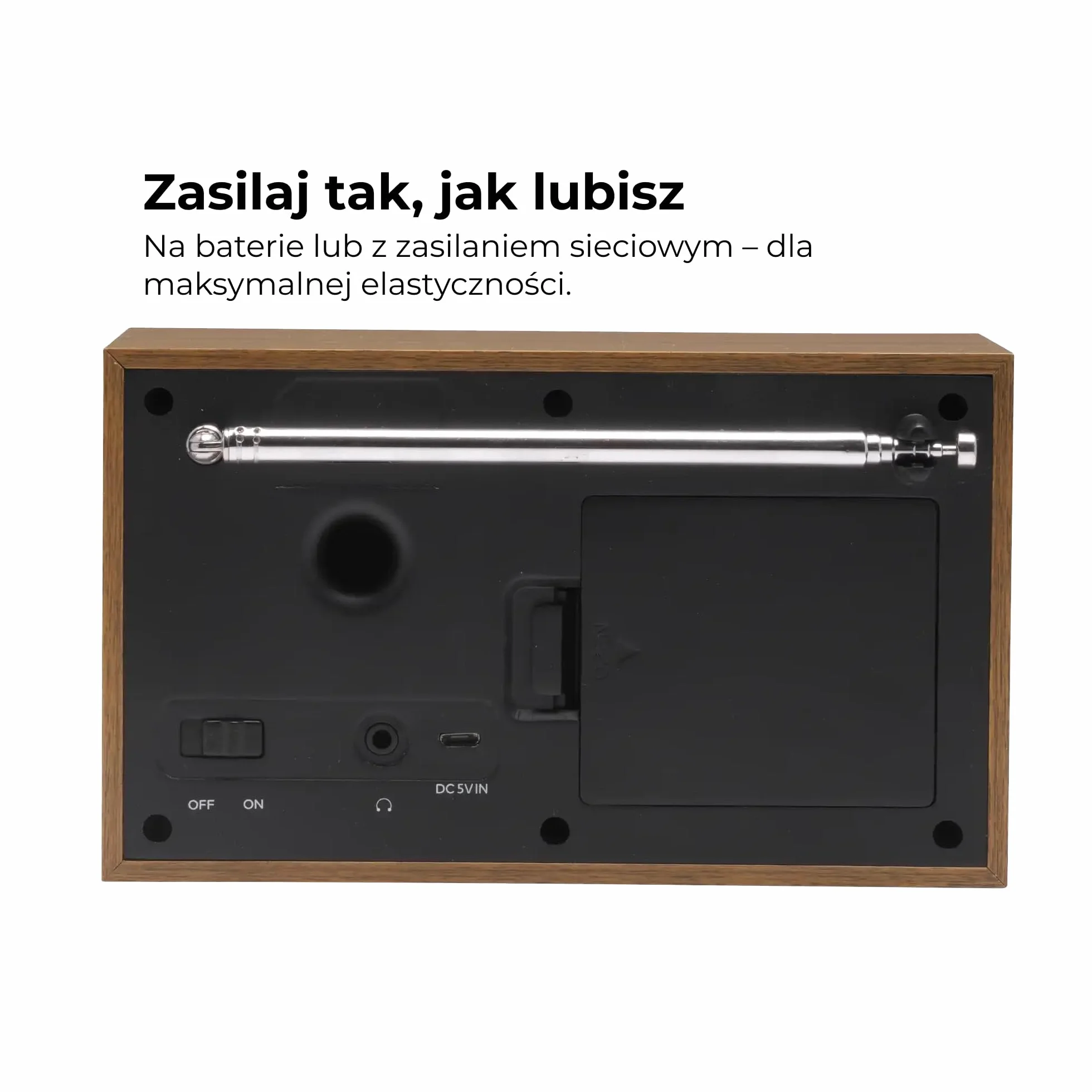 Denver DAB-46 DAB+ Radio FM Zegar Budzik 2 W Wyjście Audio Drewniane Białe