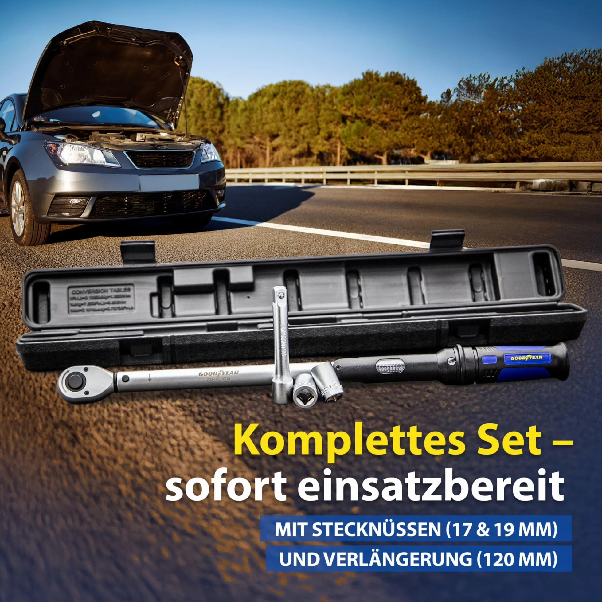 Goodyear 75522 Klucz Dynamometryczny, Wielokolorowy, 4 Elementy
