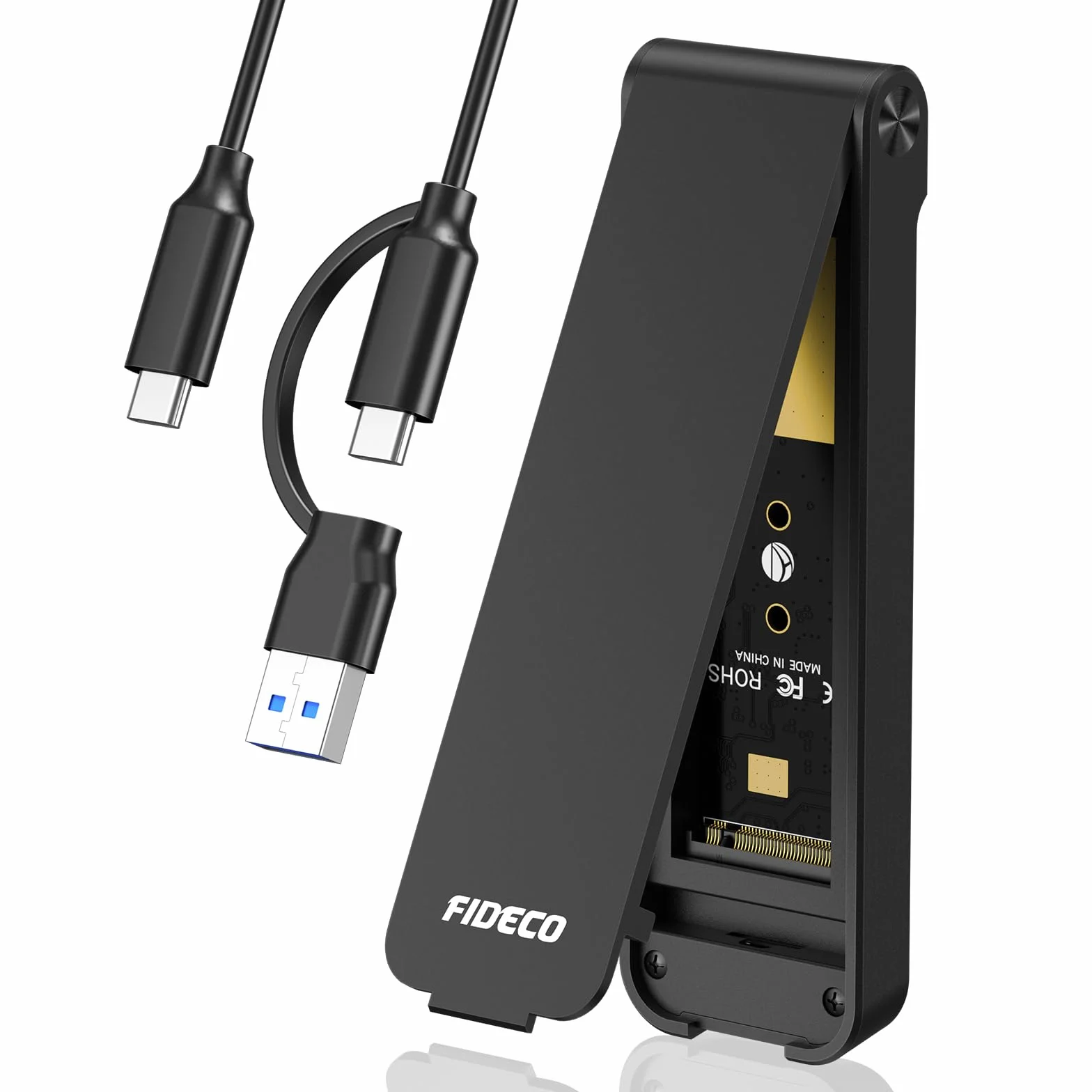 FIDECO Obudowa M.2 NVMe USB 3.2 Gen 2, adapter PCIe NVMe do kluczy M i M+B, obsługa UASP i TRIM