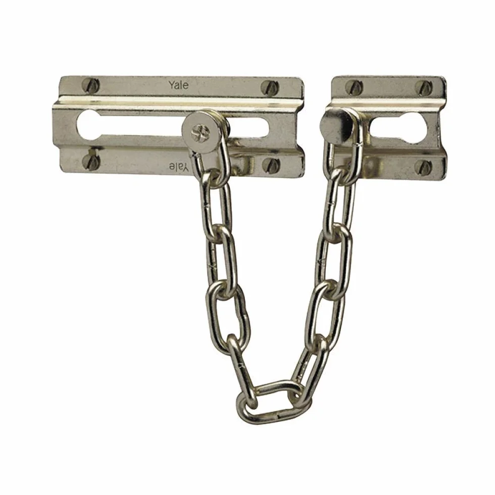 Yale P-1037-CH łańcuch do drzwi, długość łańcuszka 6 cali/15 cm, wykończenie polerowane, standardowe bezpieczeństwo, pakowany wisi, odpowiedni do drewnianych drzwi