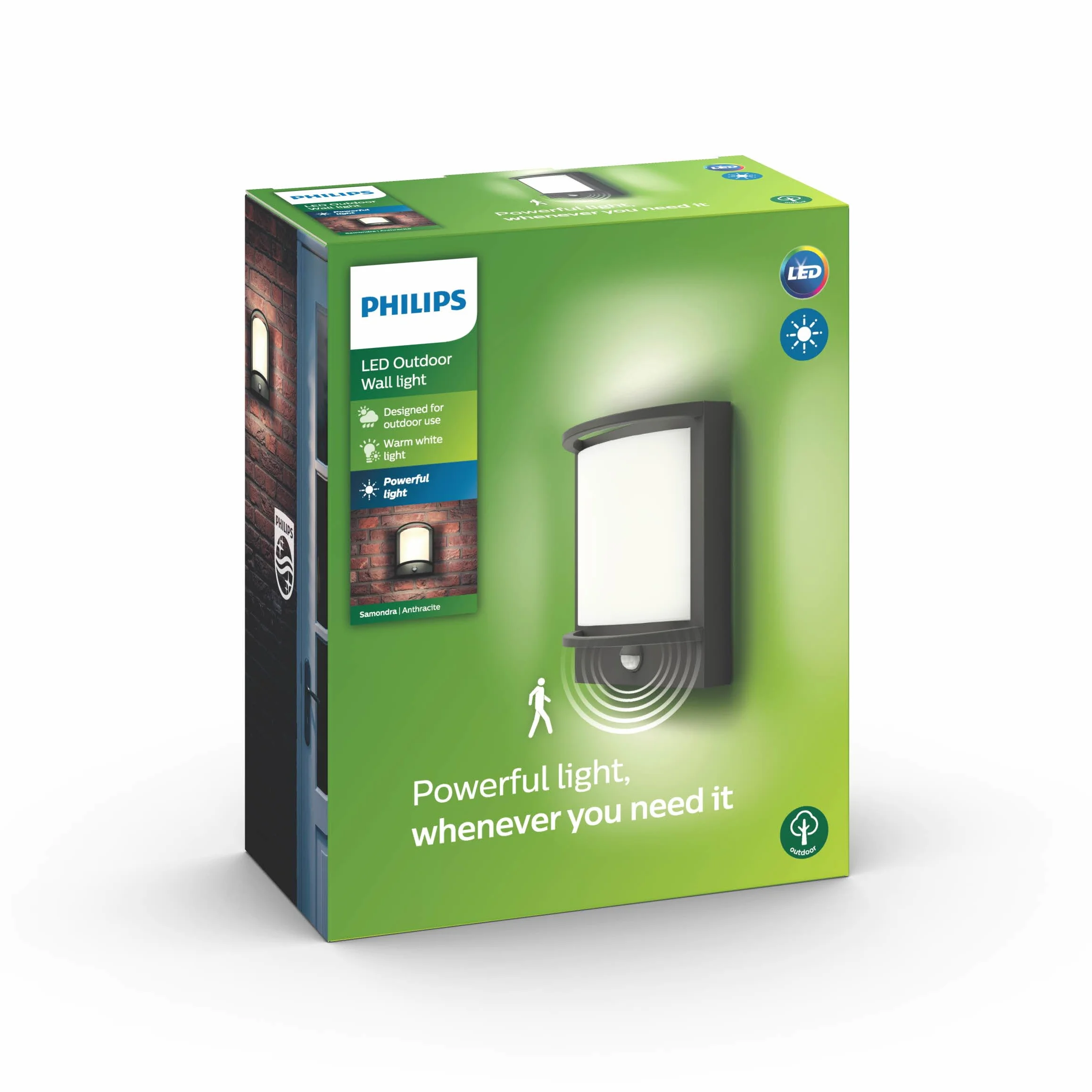 Philips myGarden Samondra lampa ścienna LED z czujnikiem ruchu, antracytowa, do ogrodu, na patio i na zewnątrz, 2700 K