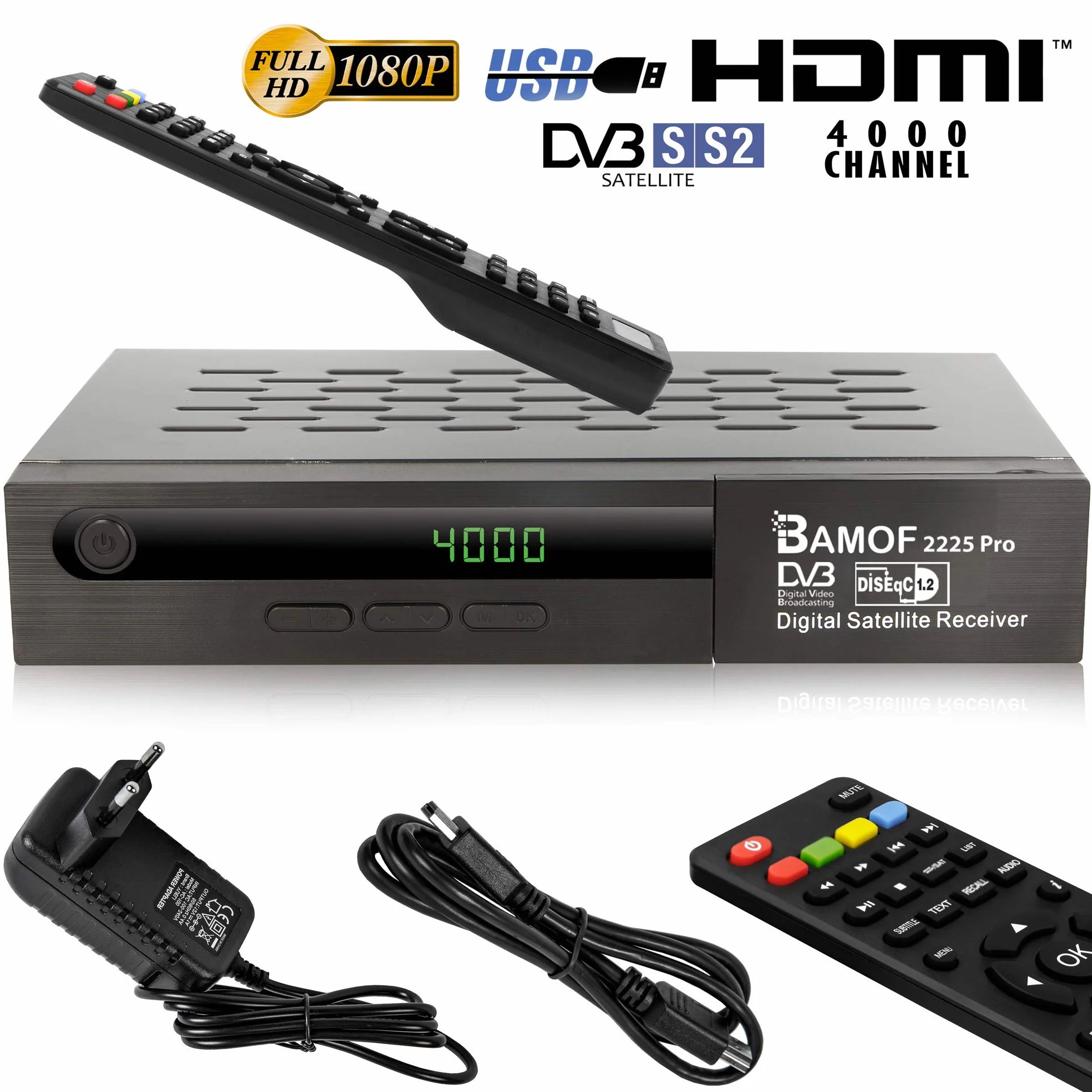 Bamof 2225 PRO cyfrowy odbiornik satelitarny HDTV DVB-S2 Full HD 1080p HDMI