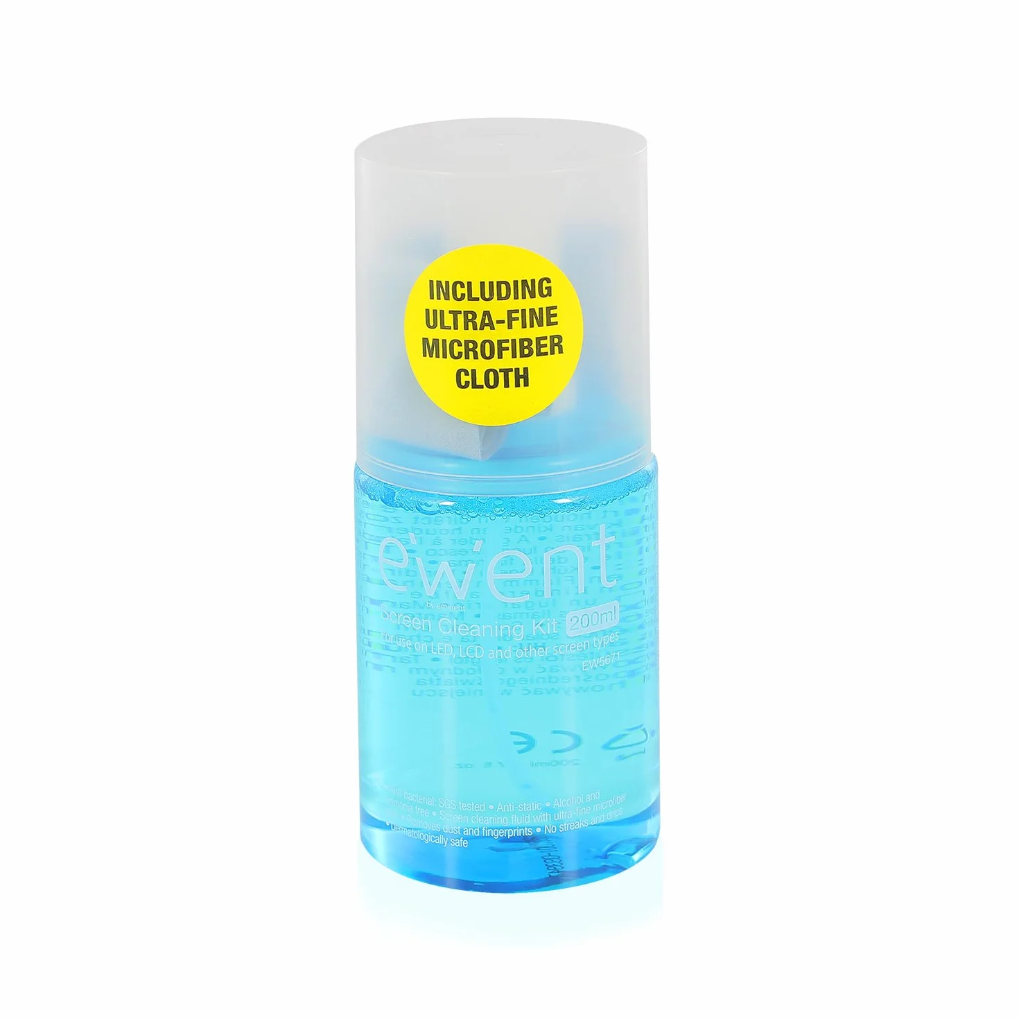 Ewent EW5671 antybakteryjny środek czyszczący 200 ml ściereczka mikrofibry do ekranów LED