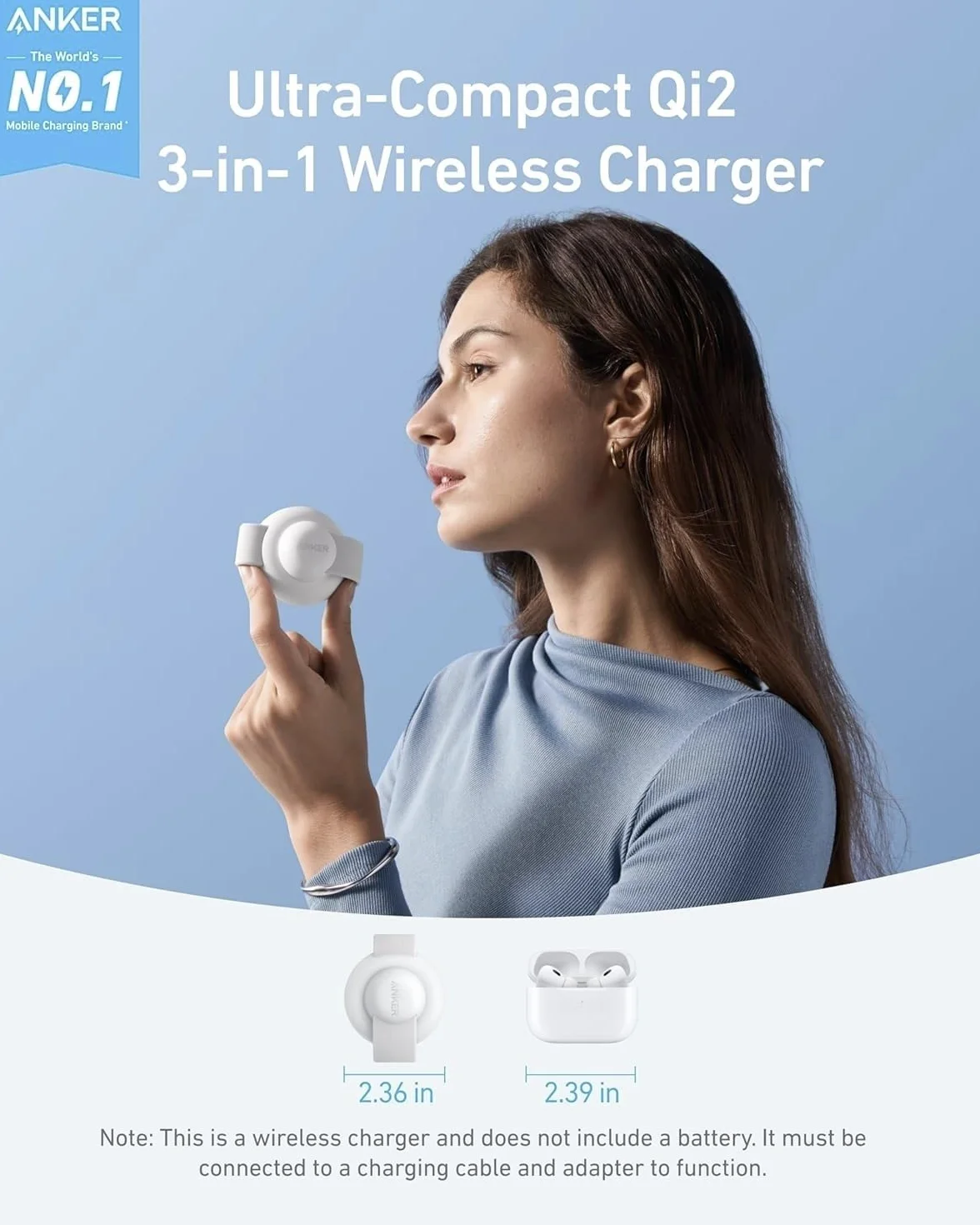 Anker MagGo 3 w 1 bezprzewodowa stacja ładująca Qi2 15 W składana podróżna do iPhone 16/15 (biały)