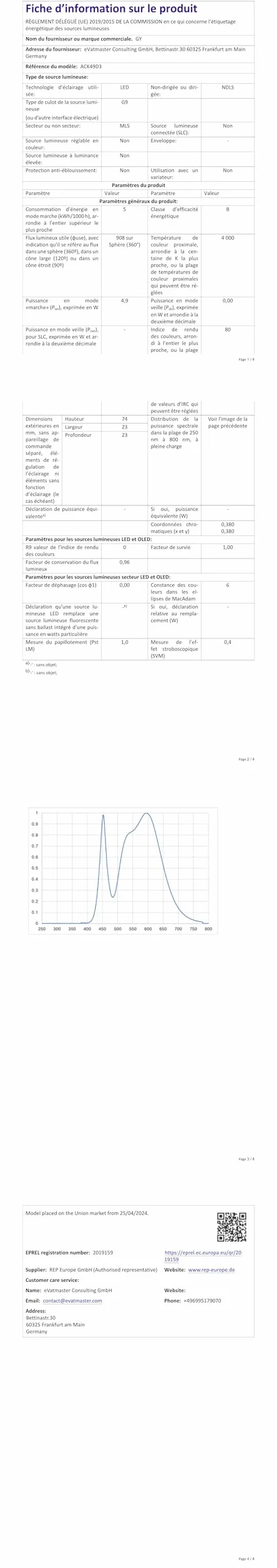 GY G9 Led ?arówka neutralna biel 4000K, 4,9 W 908 LM Odpowiednik 75 W, energooszcz?dna ?arówka LED G9 klasa B, 23 mm x 74 mm, 220-240 V, nie?ciemnialna, niemigocz?ca, zestaw 10 szt