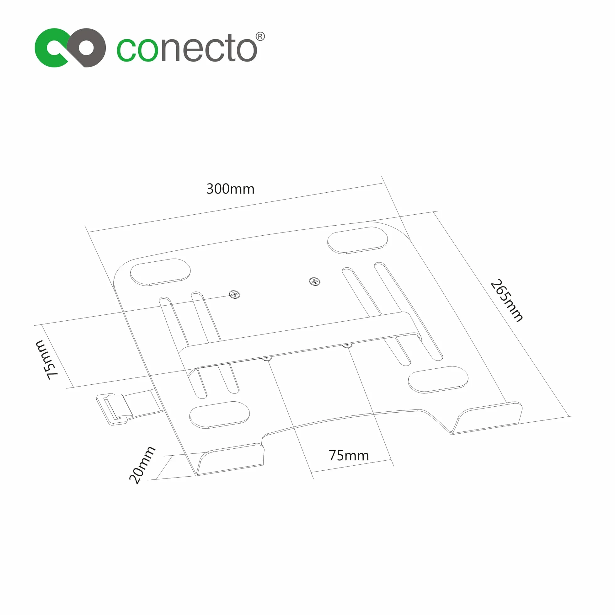 conecto, Uchwyt na notebooka do stojaka na monitor, VESA 75x75 do 100x100, nośność: 9,0 kg, czarny, SA-CC50313-V2