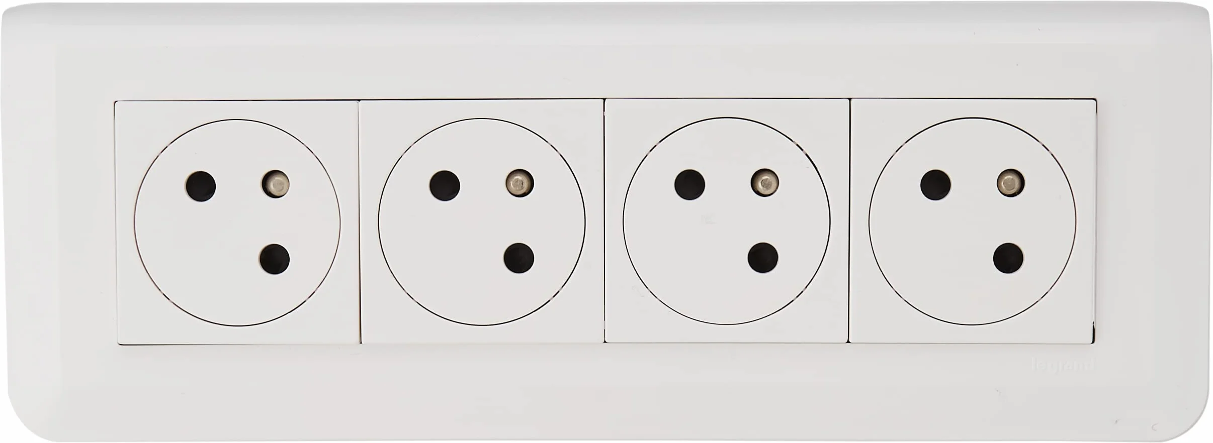 4 x 2P+T 16A/250V - Link mozaikowy zakres 45° - Innowacyjny Łatwy montaż - Wstępnie przewodowe gniazdo z płytką i ramką - Biały - 200073 - Legrand
