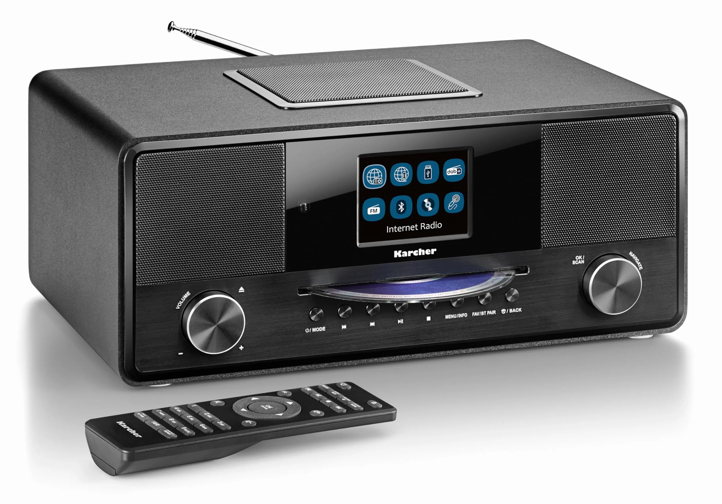 Karcher DAB 9000CDi radio internetowe z odtwarzaczem CD DAB+ UKW-RDS Wi-Fi Bluetooth USB AUX-IN budzik podwójny alarm subwoofer czarny