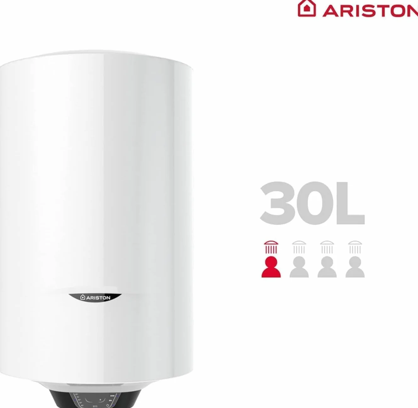 Ariston Pro1 Eco Slim - 30 litrów, niski pobór mocy, pionowy elektryczny podgrzewacz wody z funkcją ECO 37,3 x 35,3 x 63,1 cm - wyprodukowany do instalacji w Hiszpanii