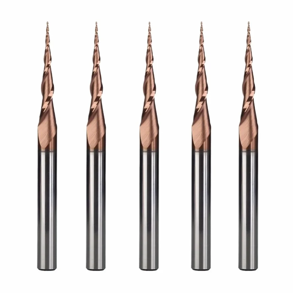 5 szt./partia H-SI powlekane R0,25*D6*30,5 * 75L*2F węglik spiekany 6mm frezy stożkowe z końcówką kulistą do drewna i metalu