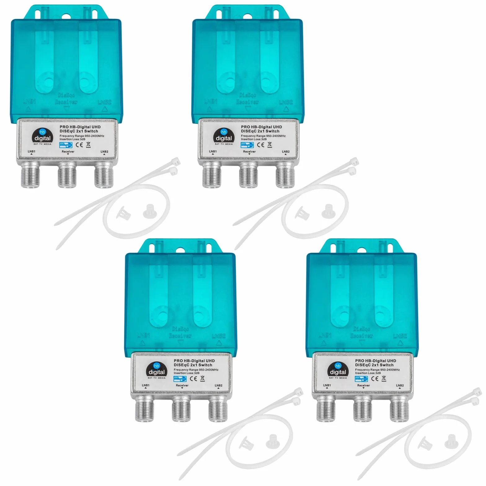 4X PRO DiseqC przełącznik Switch 2/1 z obudową chroniącą przed warunkami atmosferycznymi HB-DIGITAL 2X SAT LNB 1 x odbiornik/odbiornik do Full HDTV 3D 4K UHD