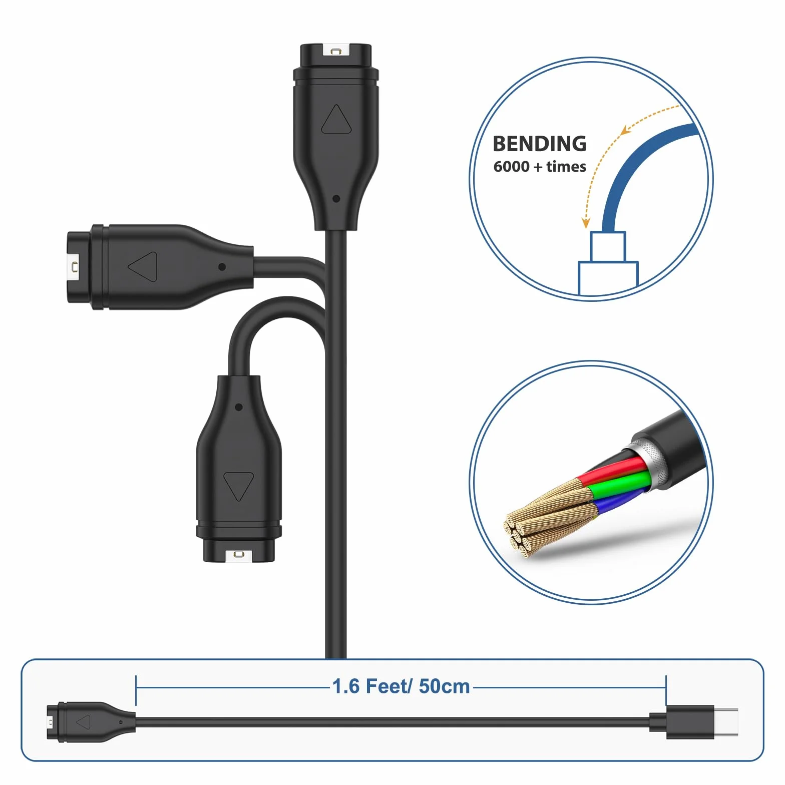 Oumida kabel ładujący ładowarka do Garmin Venu 3/Venu/Venu Sq/Venu Sq 2/Venu Sq Music/Venu 2/Venu 2S/Venu 2 Plus, kabel ładujący USB C do zegarka Garmin (50CM)