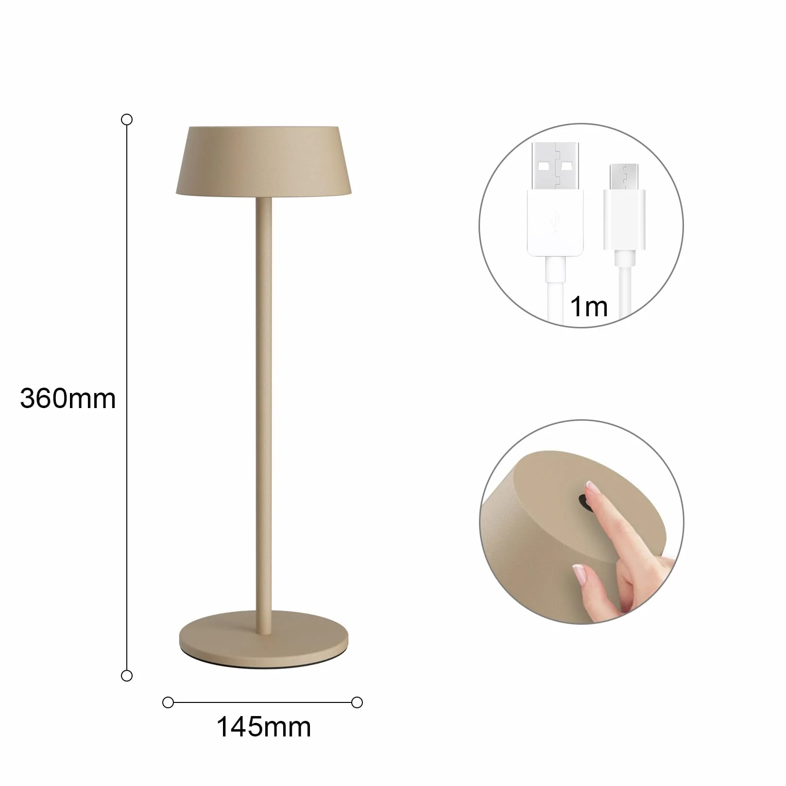 K-Bright Bezprzewodowa lampa stołowa LED, 2 sztuki, 3000 K, ciepła biel, lampa stołowa LED, do użytku na zewnątrz, ściemniana lampa stołowa, nadaje się na kolację, do czytania, sypialni, ogrodu i