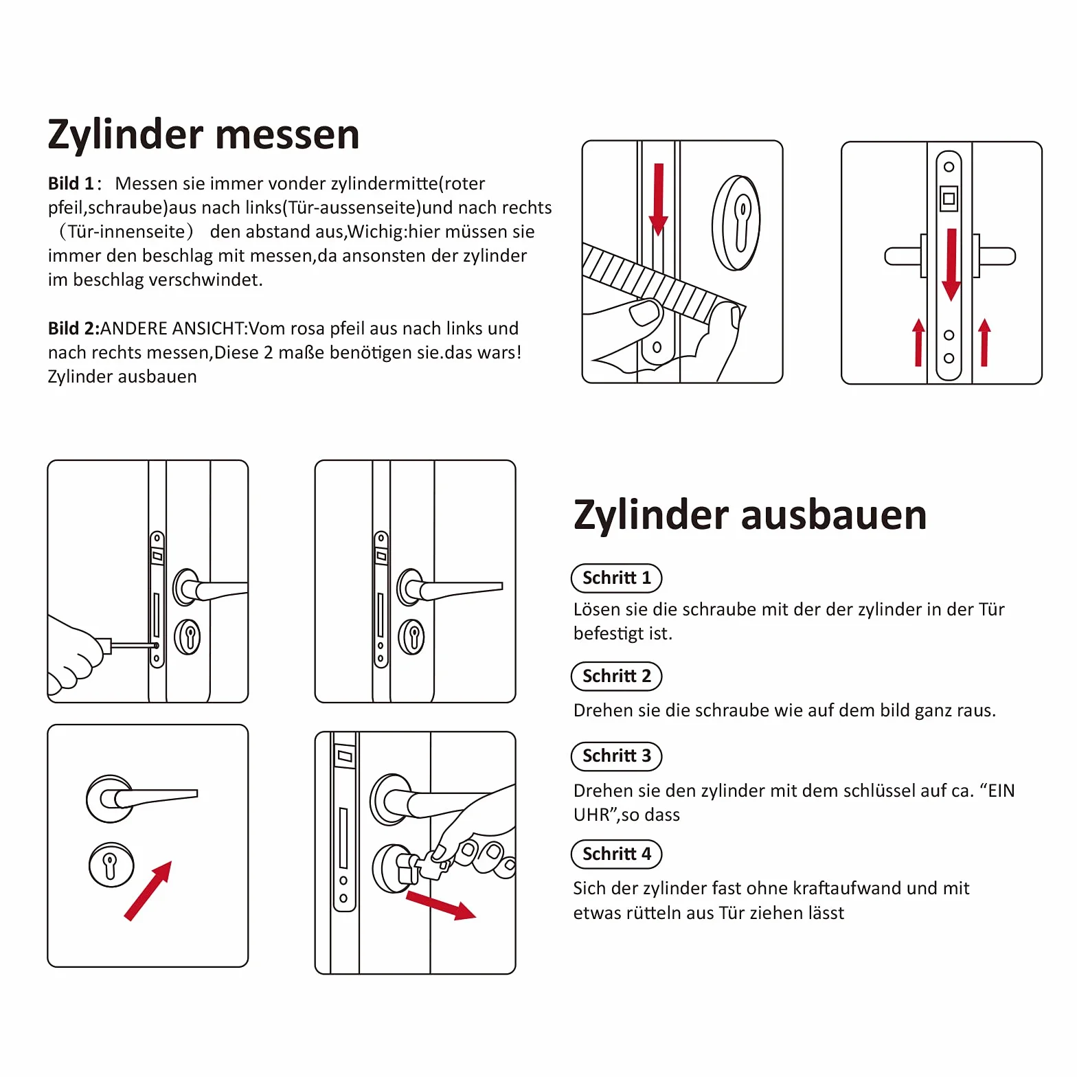 Hengsong Profilowany cylinder z gałką cylinder zamykający 30/30 metalowy srebrny cylinder gałkowy, w zestawie 8 kluczy